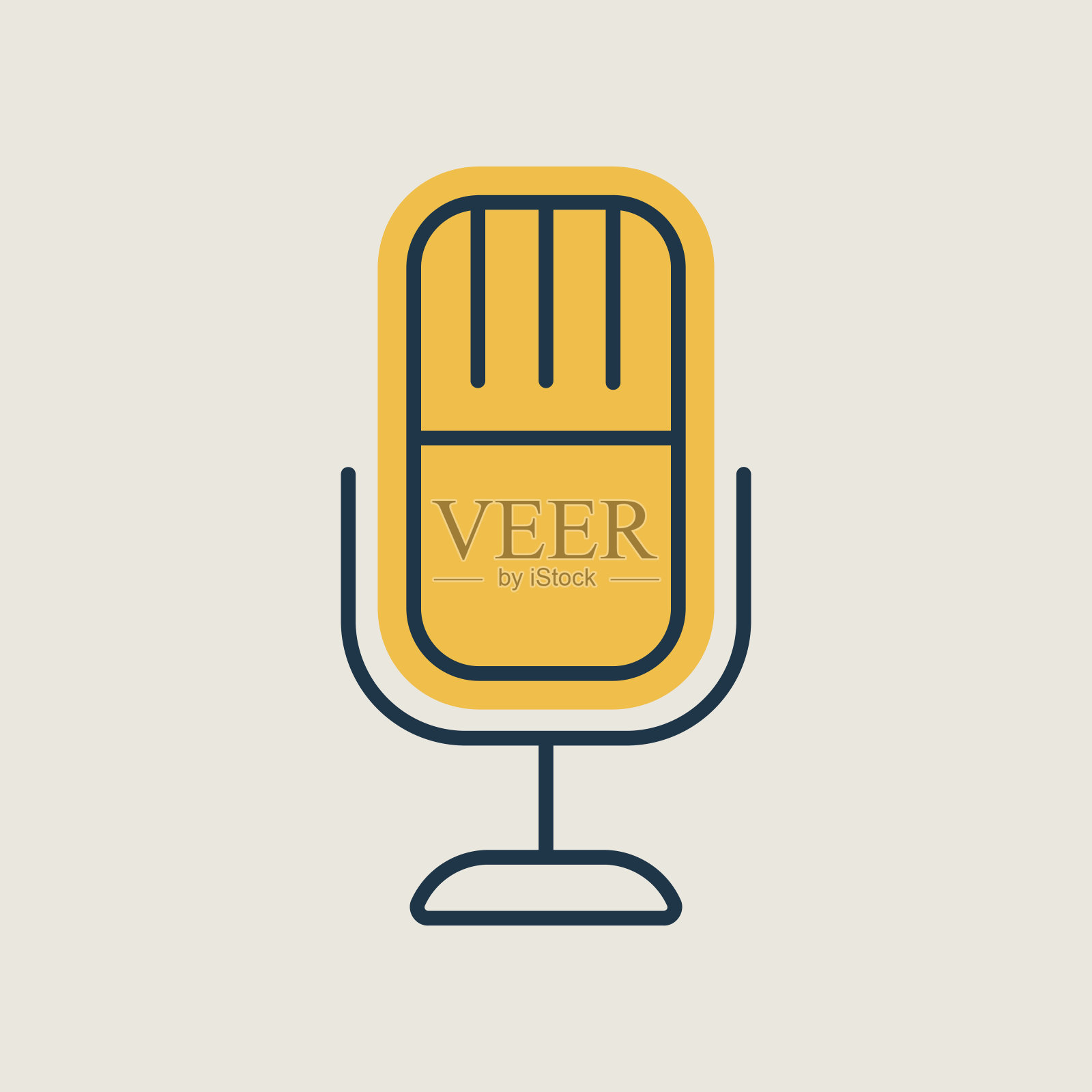 复古麦克风矢量平面图标图标素材