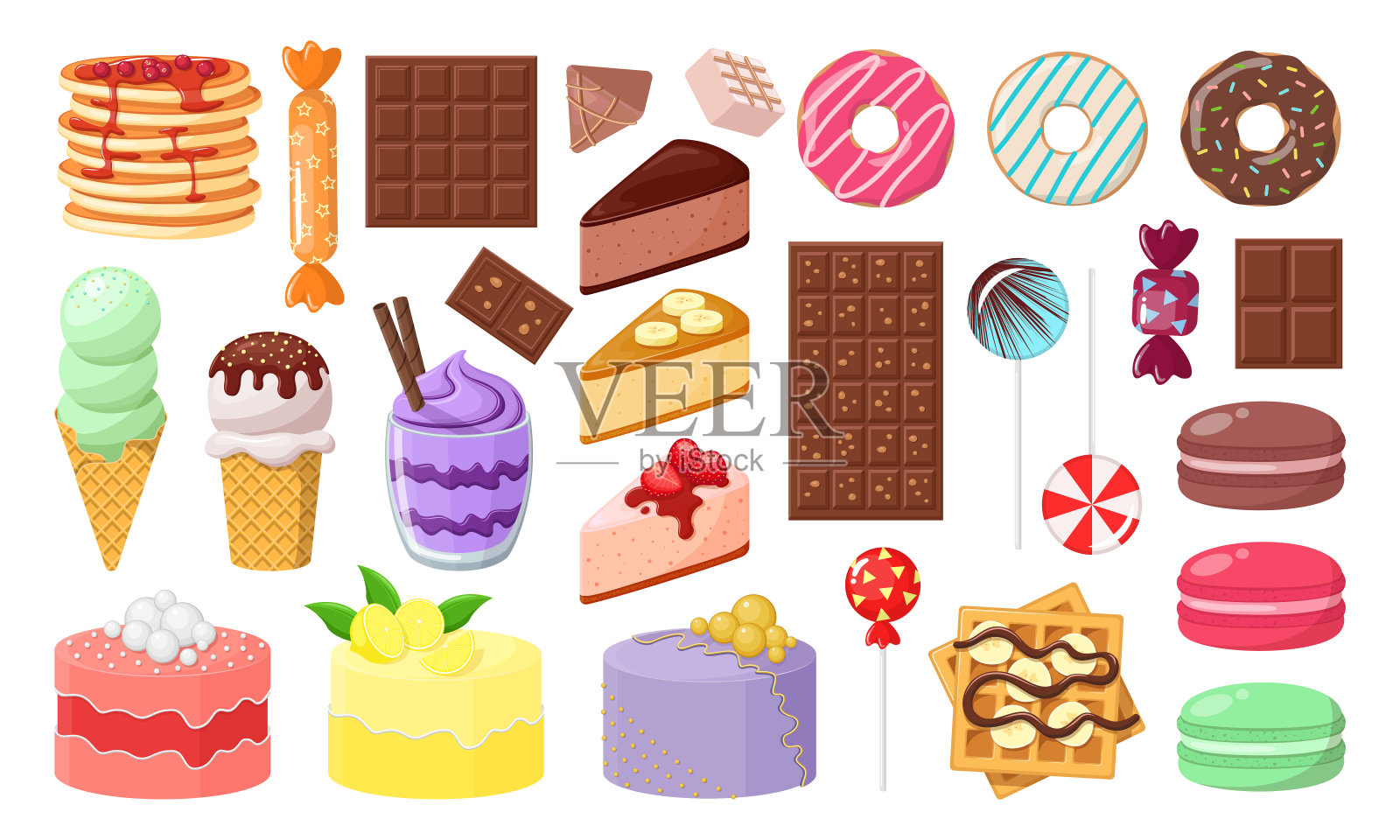 一组矢量糖果隔离在白色背景上插画图片素材