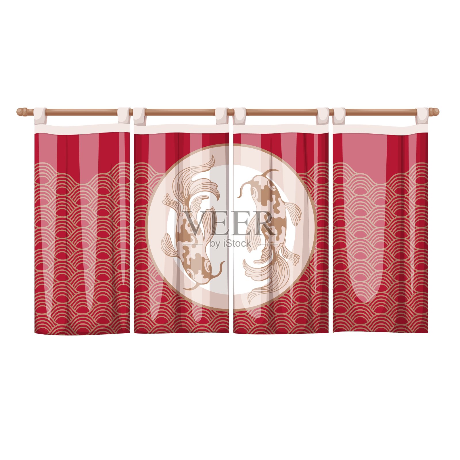 日本的窗帘插画图片素材