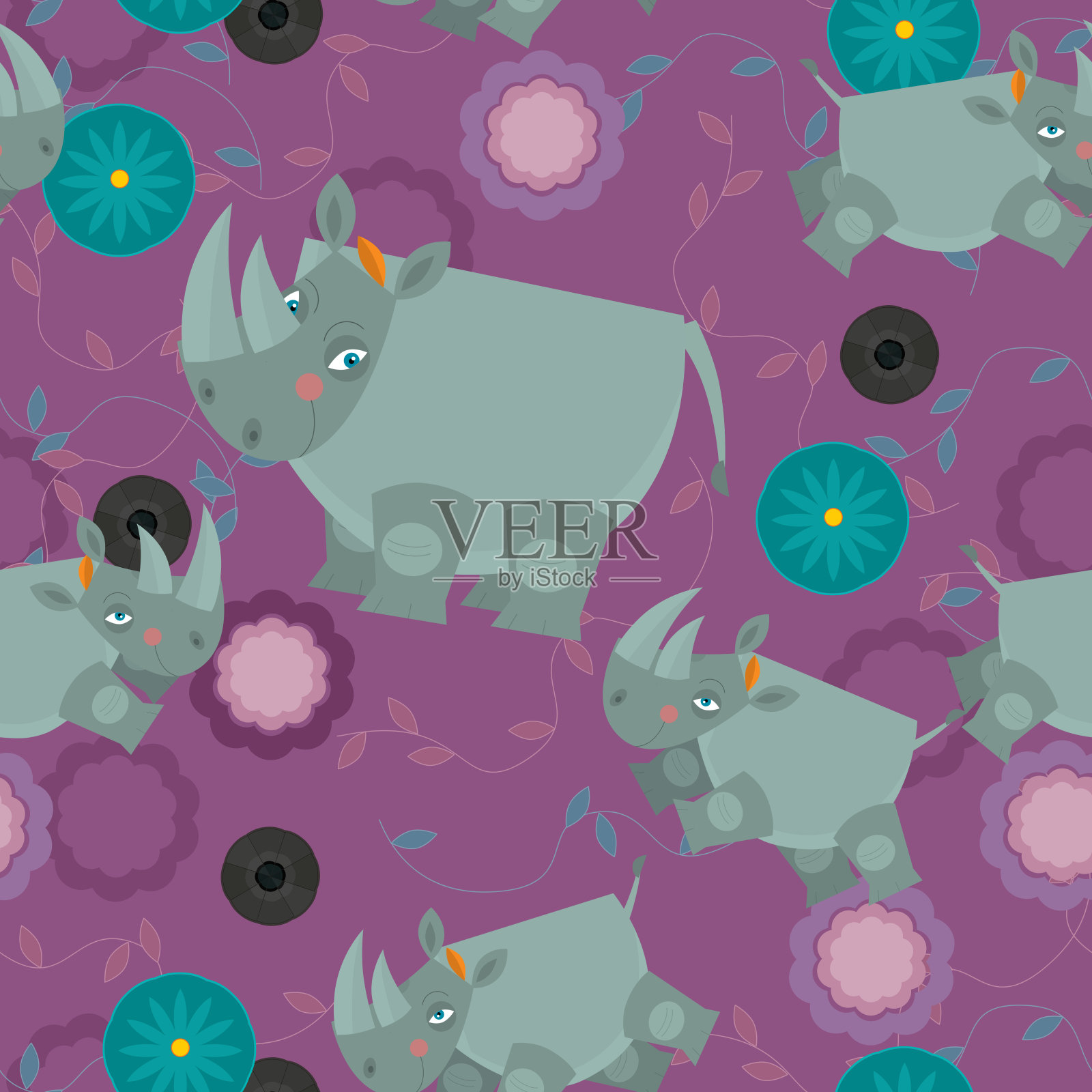 卡通自然场景与野生动物主题框架边界与空间文字插图为儿童插画图片素材