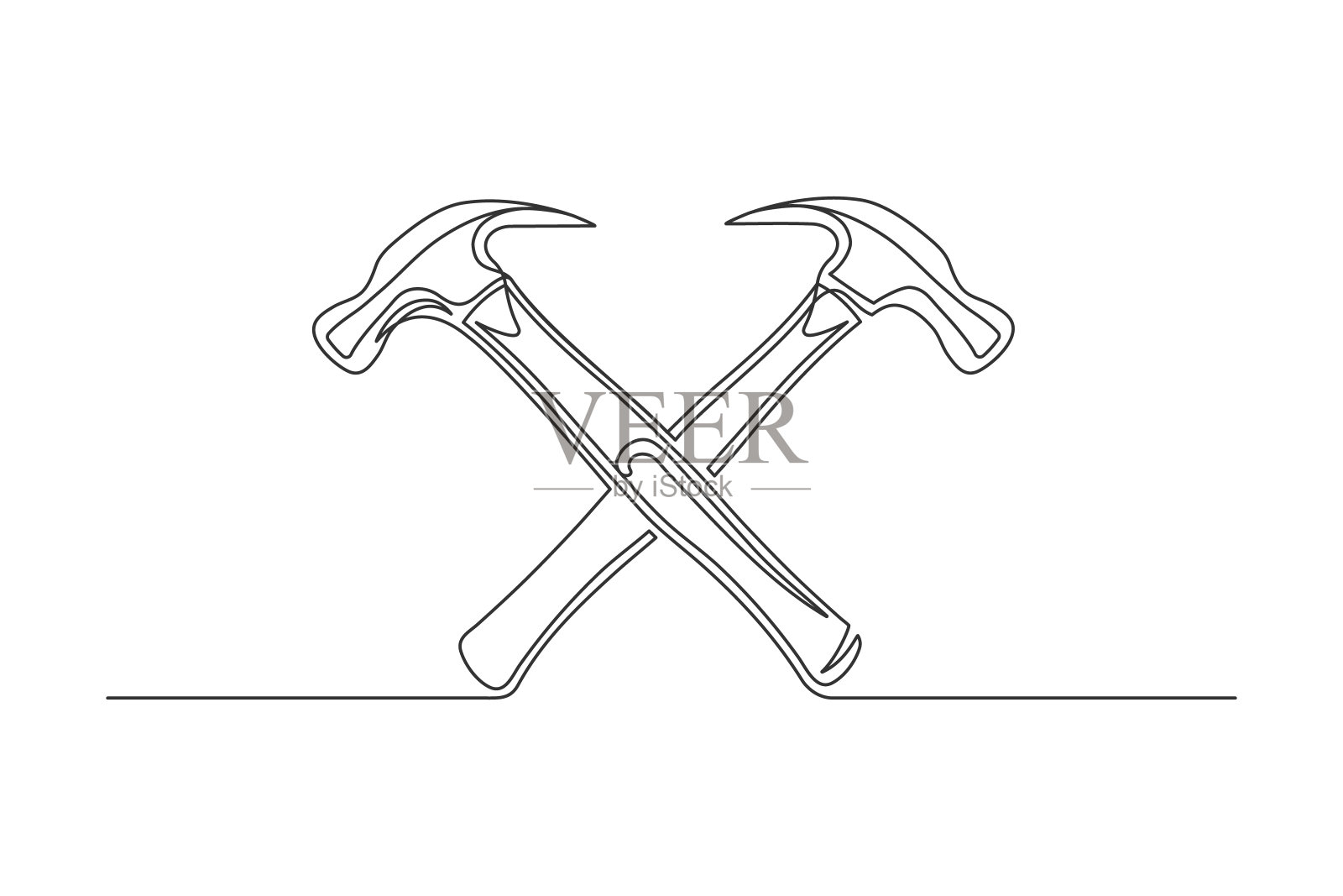 连续的一条线锤插画图片素材