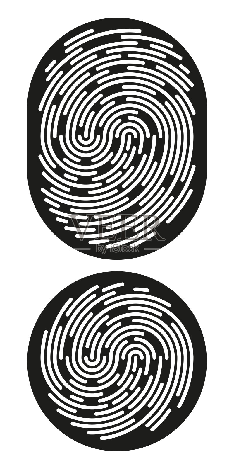 指纹识别符号图标设置在平面风格。安全认证。矢量插图隔离在白色插画图片素材