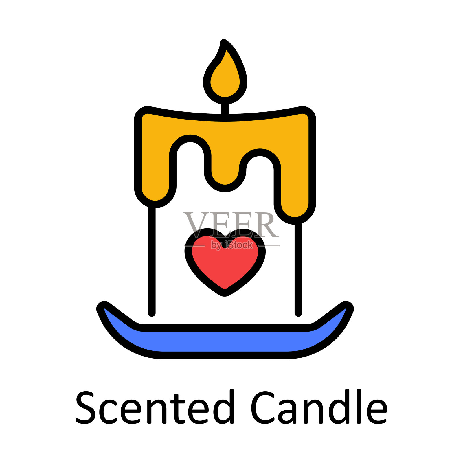 香薰蜡烛填充轮廓图标设计插图。艺术和工艺符号在白色背景EPS 10文件插画图片素材