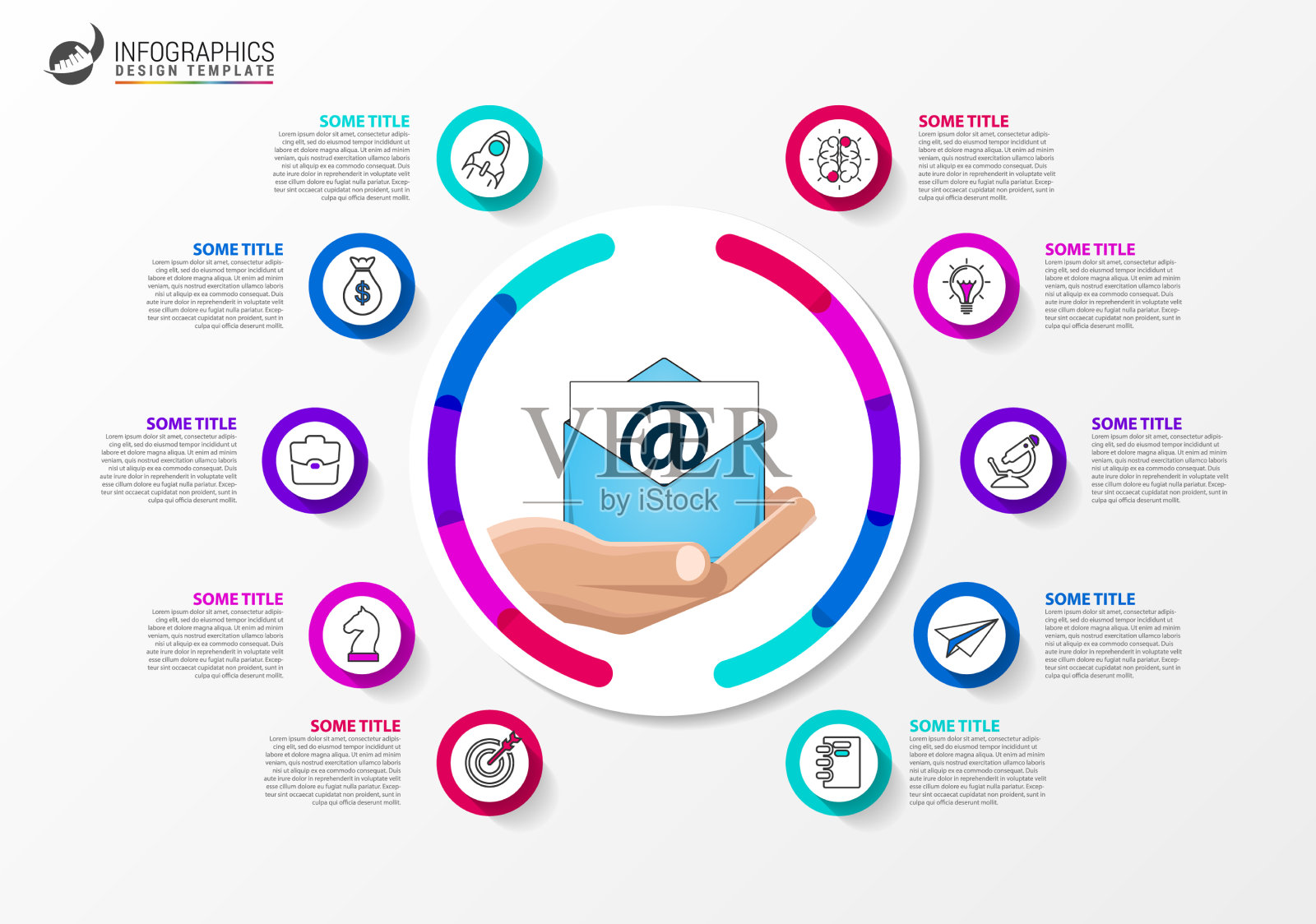 电子邮件营销业务概念的10个步骤插画图片素材