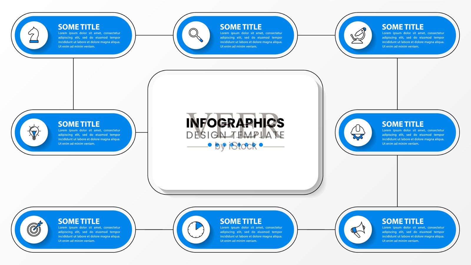 信息图模板线8步在蓝色设计模板素材
