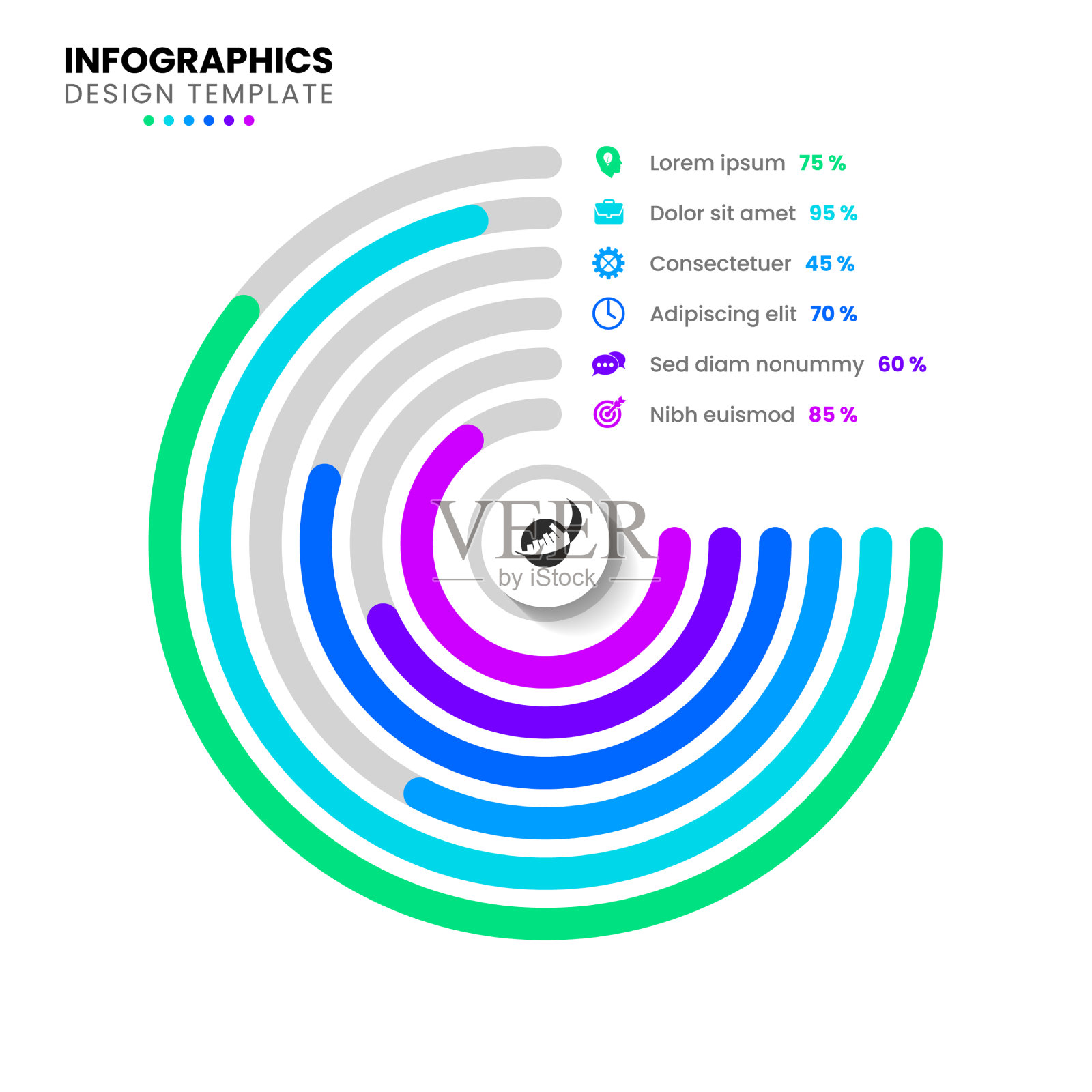 信息图模板饼与6个步骤和插画图片素材