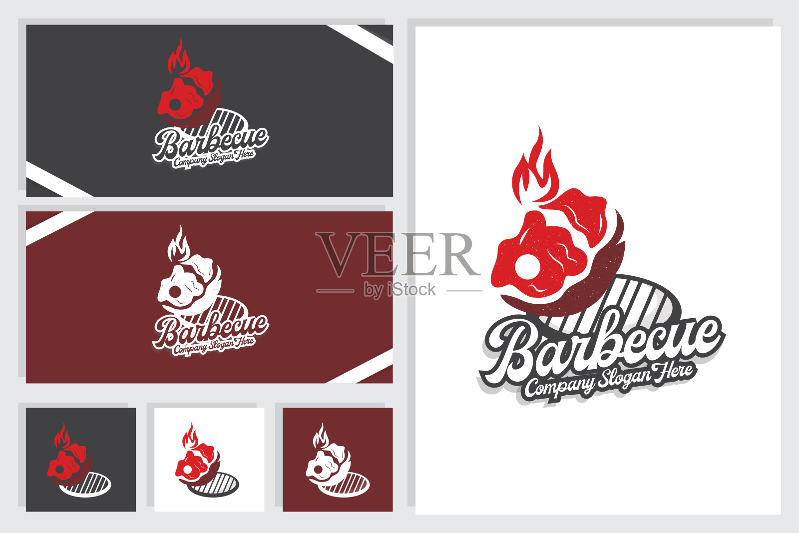 牛排标志，复古的乡村烧烤主题设计风格，烧烤鲜肉矢量，图标符号说明插画图片素材