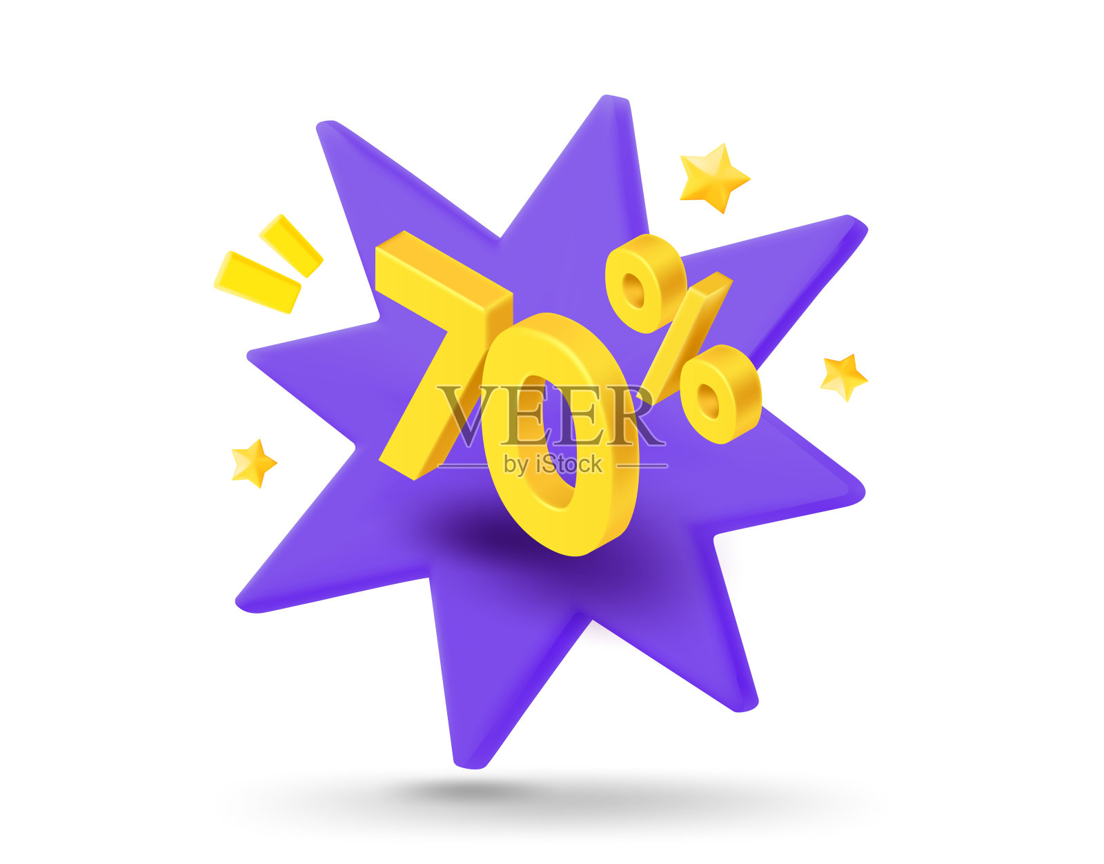 70%的销售。闪光的金色数字。季节折扣概念。三维矢量横幅插画图片素材