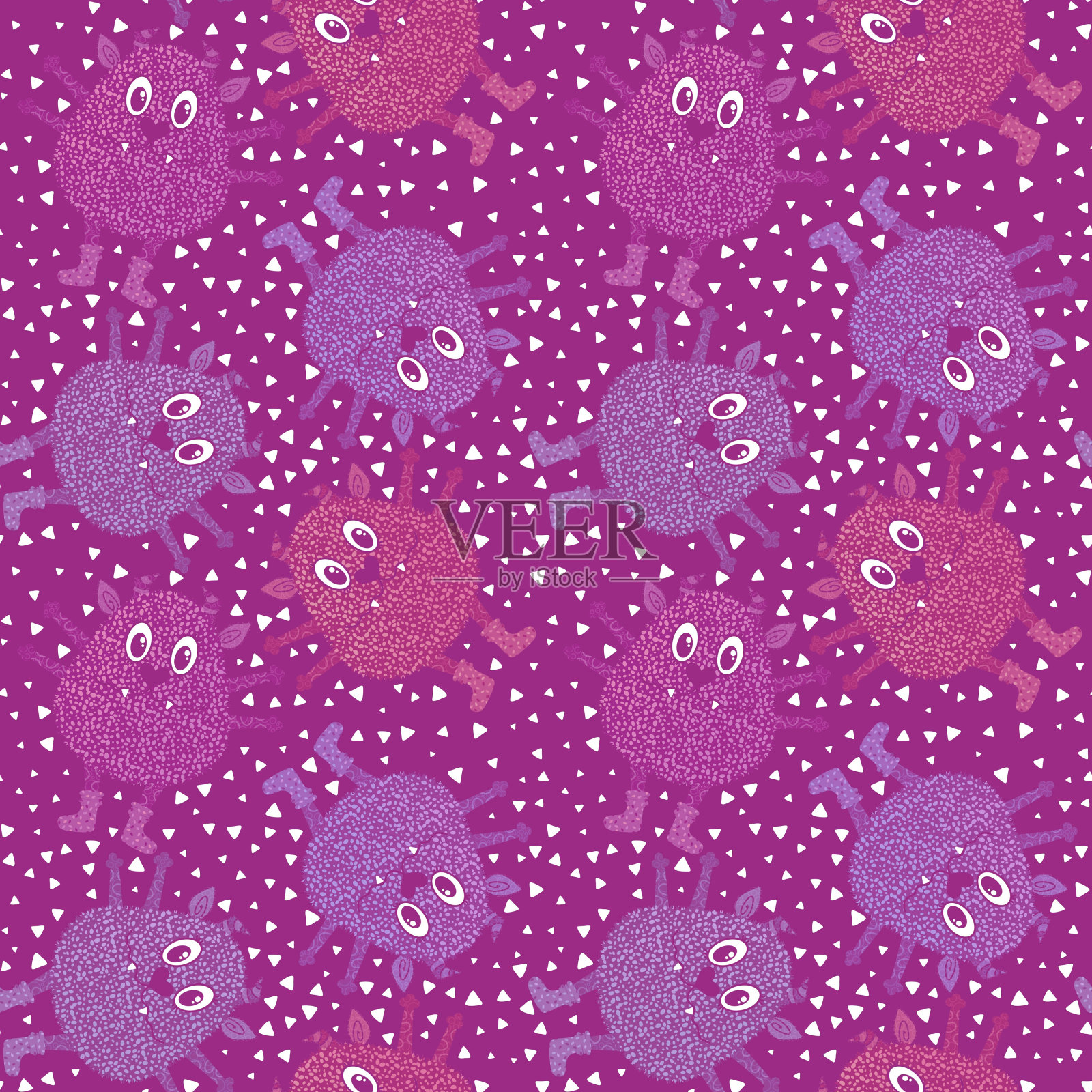 儿童无缝怪物图案的织物和纺织品插画图片素材