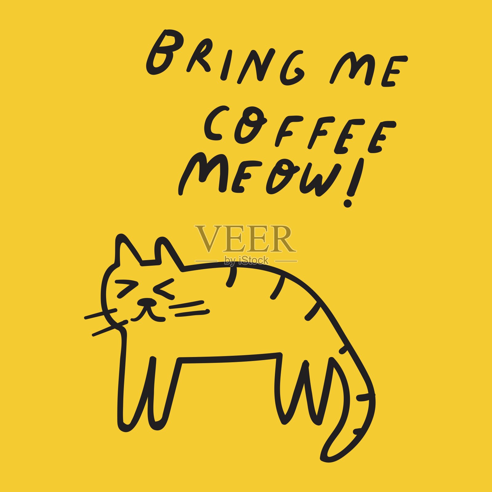 有趣的插图。可爱的猫。给我来杯咖啡。喵呜!插画图片素材