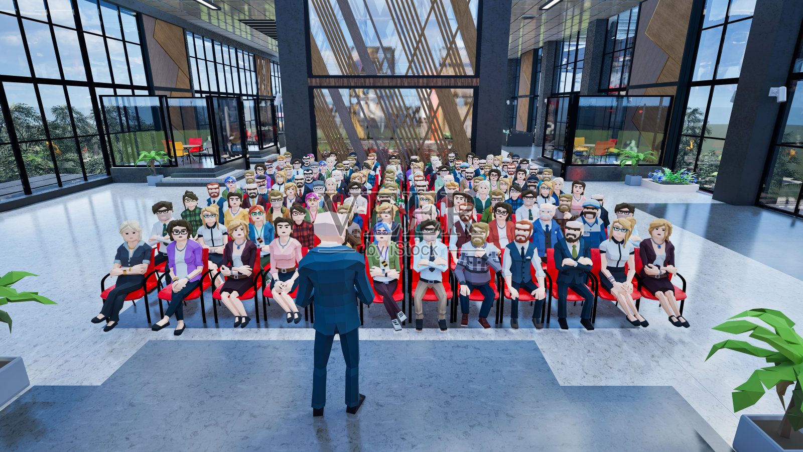 虚拟世界中人们在线研讨会的虚拟化身，3d渲染照片摄影图片