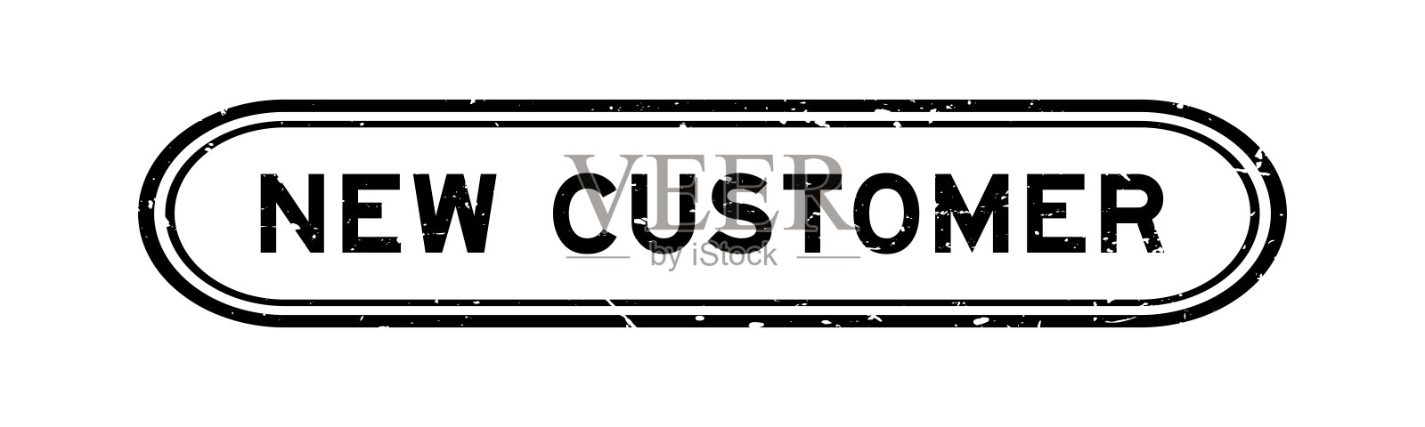 grunge风格黑色新客户字橡胶印章在白底插画图片素材