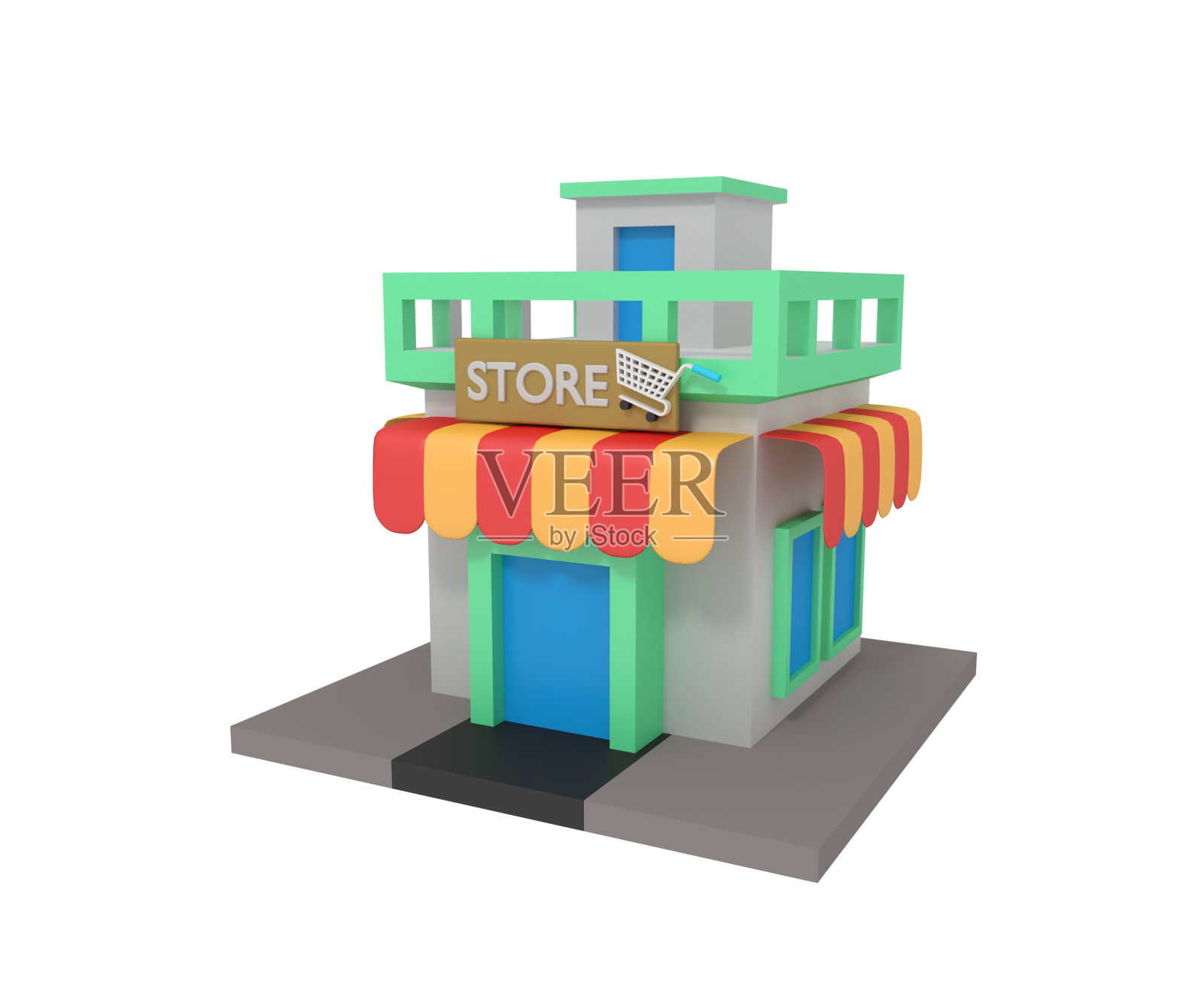 店面建筑白色背景孤立照片摄影图片