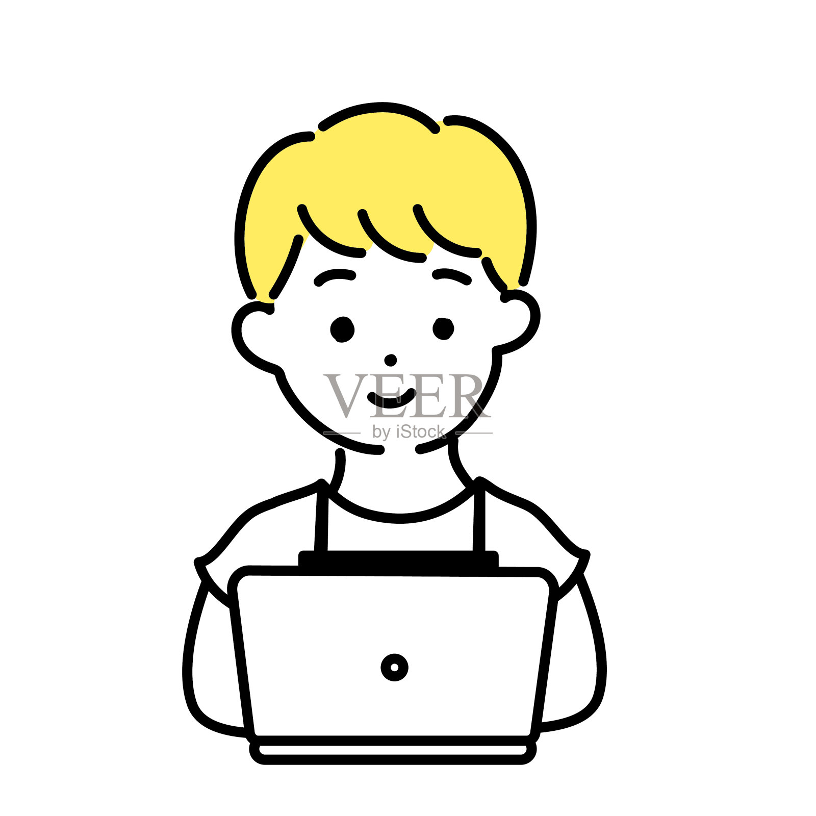 萌人插画系列_男店员_微笑插画图片素材