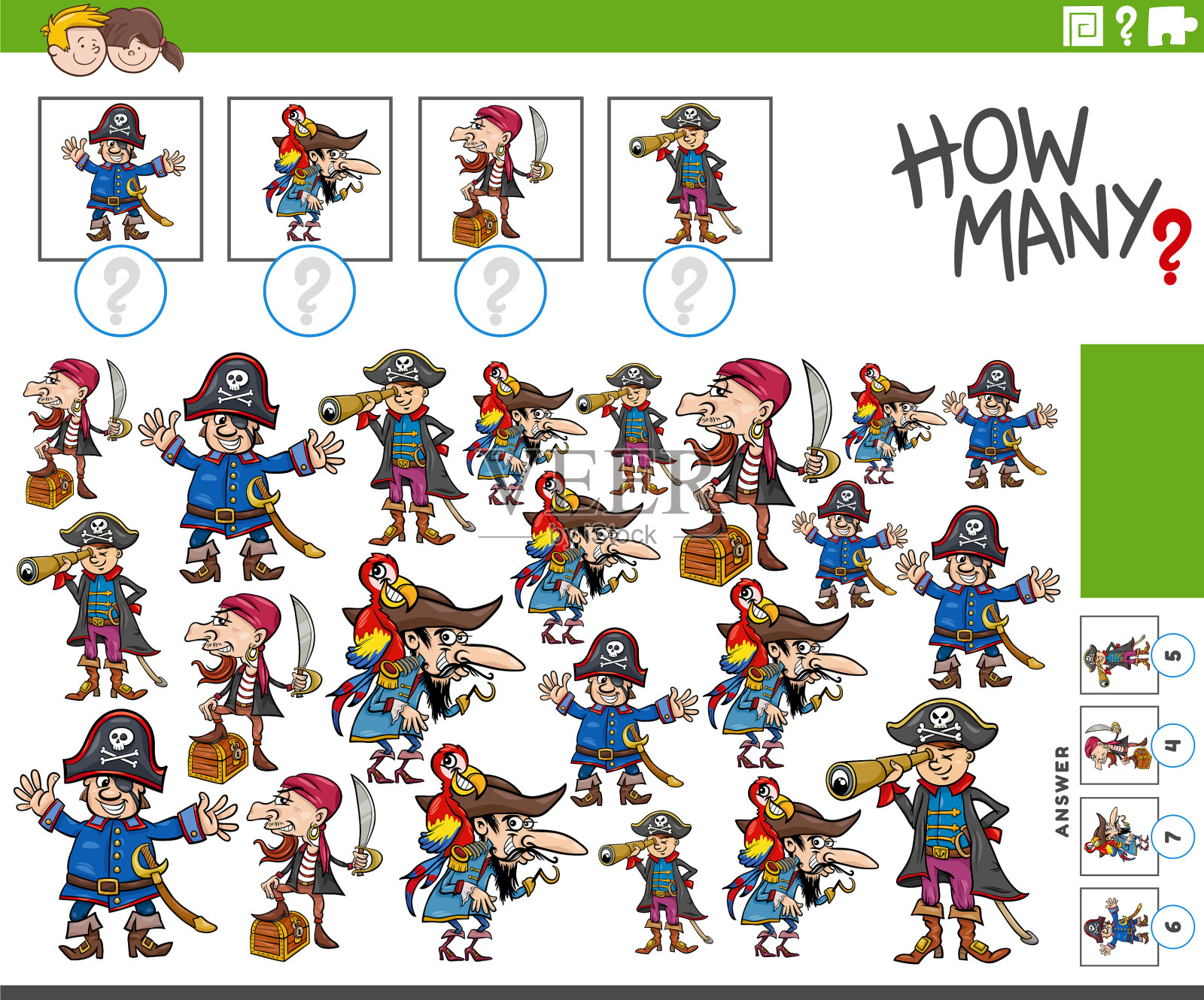 有多少个卡通海盗角色插画图片素材