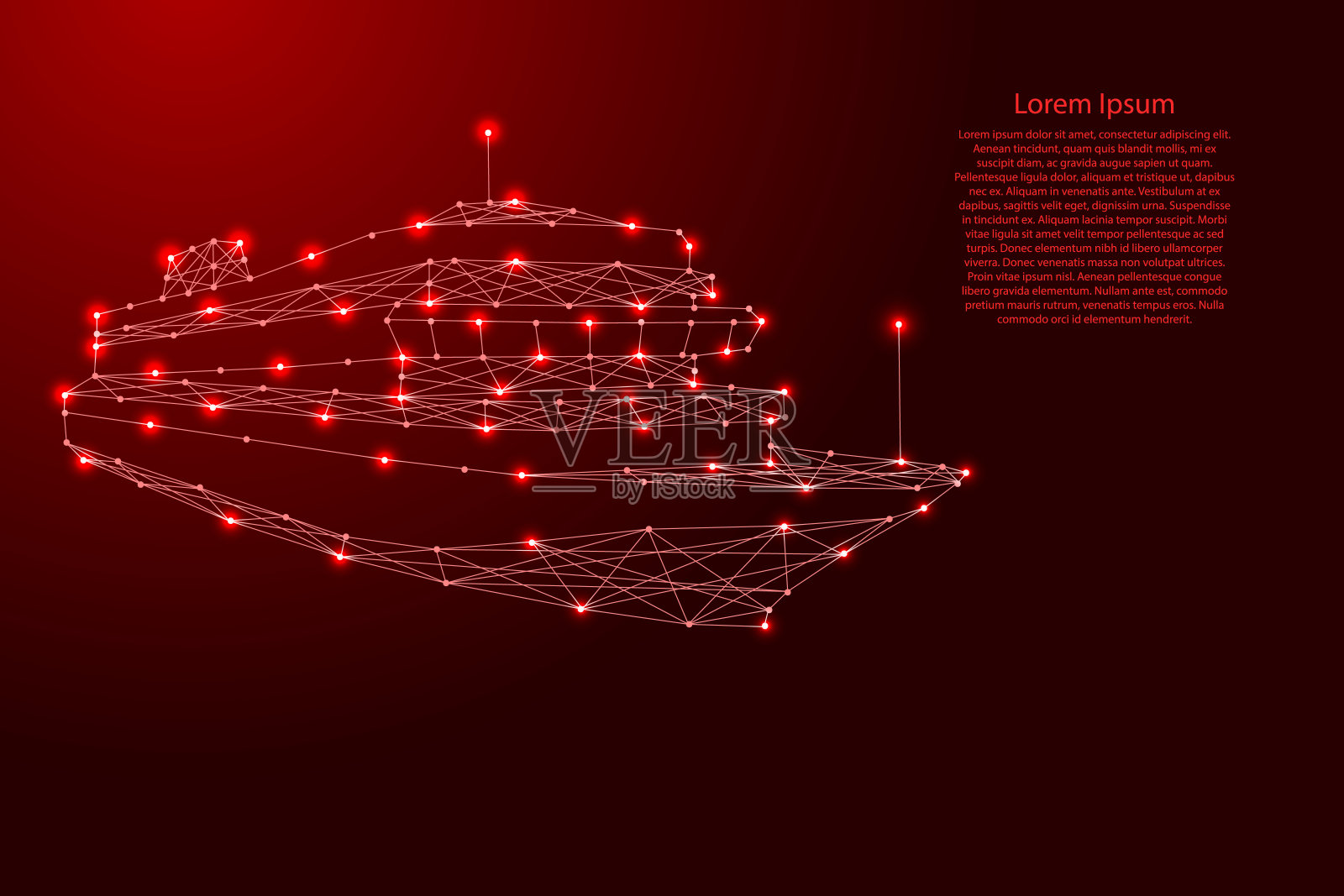 轮船游船客轮，从未来的多边形红线和发光的星星横幅，海报，贺卡。低聚概念。矢量插图。插画图片素材