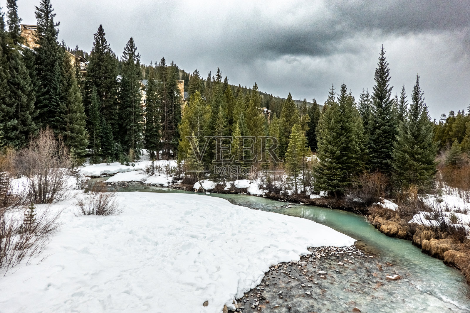 科罗拉多州落基山脉的基斯顿滑雪胜地照片摄影图片