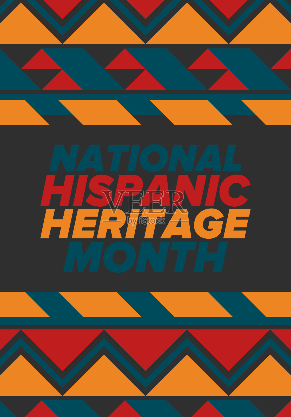 9月和10月是全国西班牙裔传统月。西班牙和拉丁裔美国人的文化。在美国每年庆祝一次。海报、卡片、横幅和背景。矢量图插画图片素材