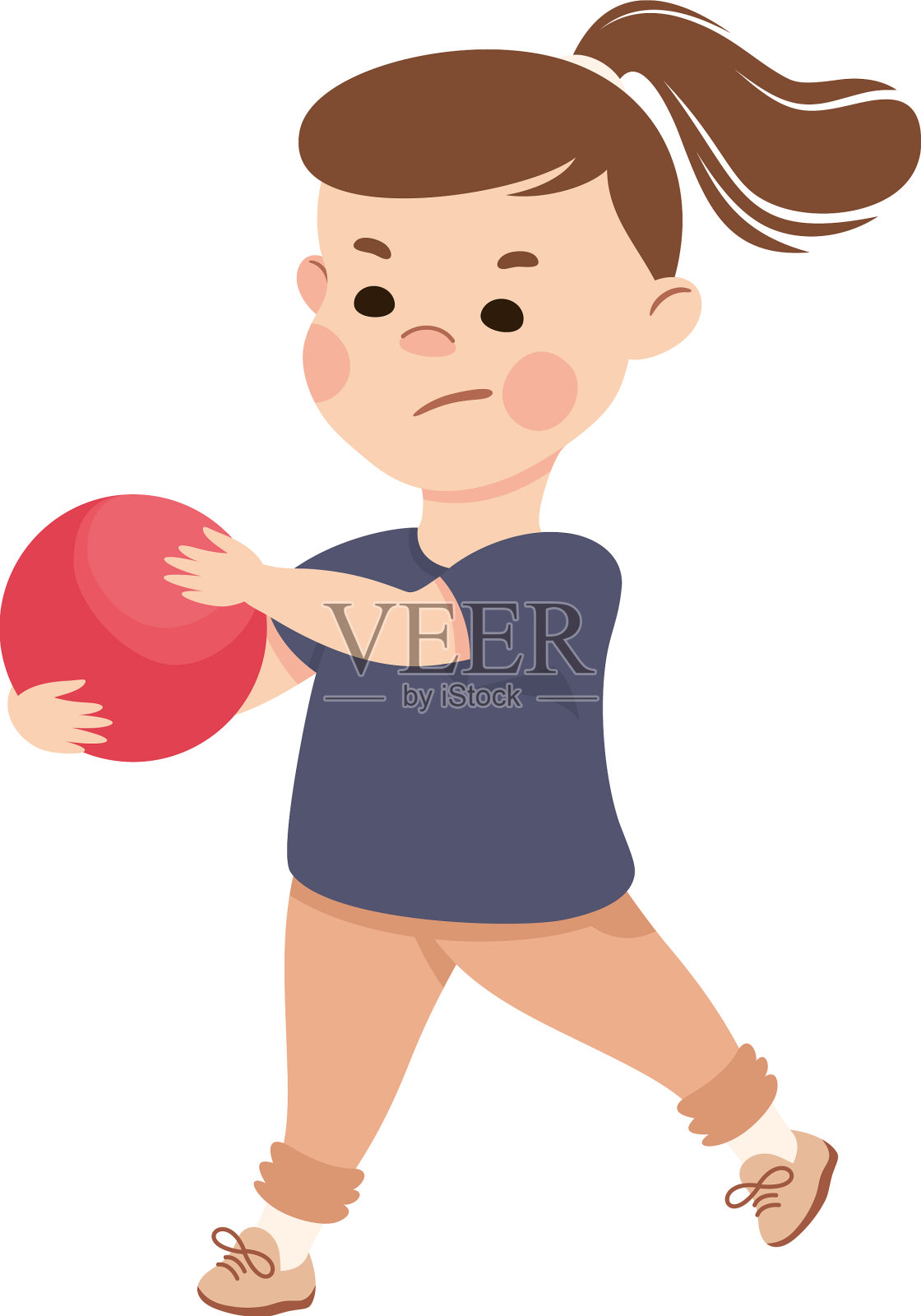 一个做着愤怒鬼脸的小女孩把球拿走了设计元素图片