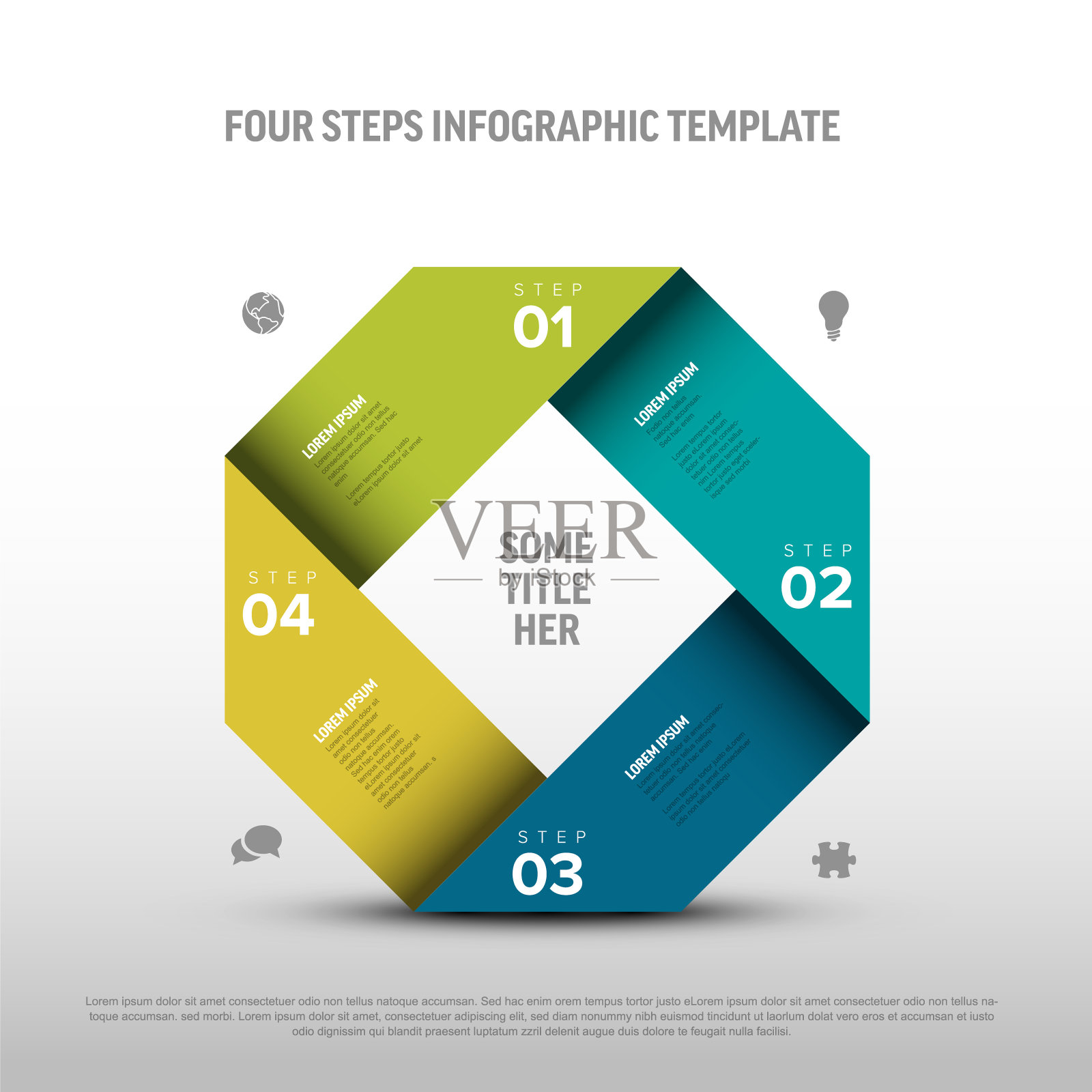 简单的光信息图绿色循环与四个步骤插画图片素材