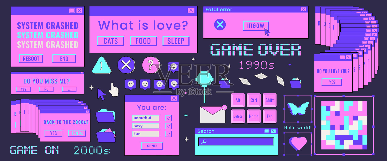 旧电脑美学元素插画图片素材