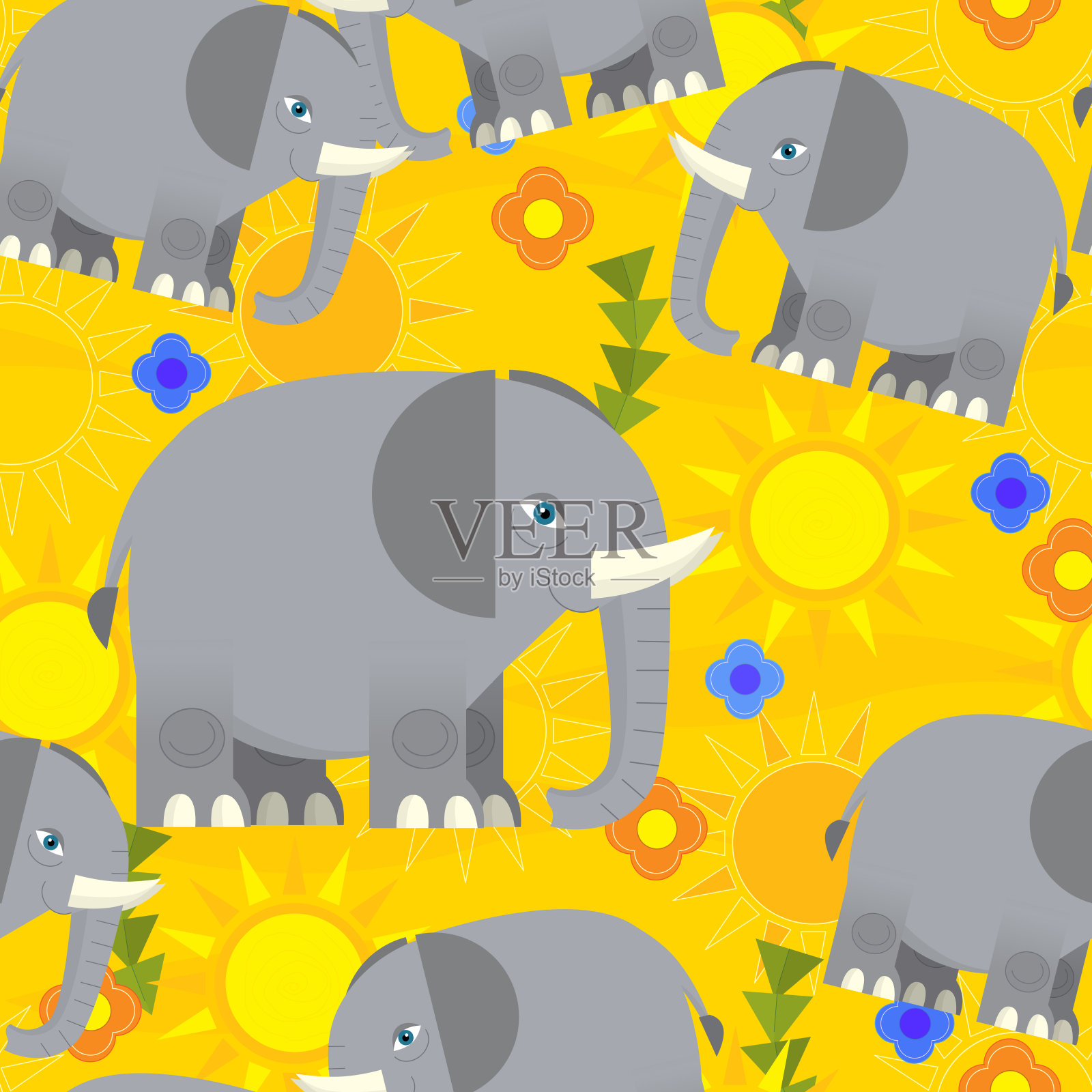 卡通自然场景与野生动物主题框架边界与空间文字插图为儿童插画图片素材