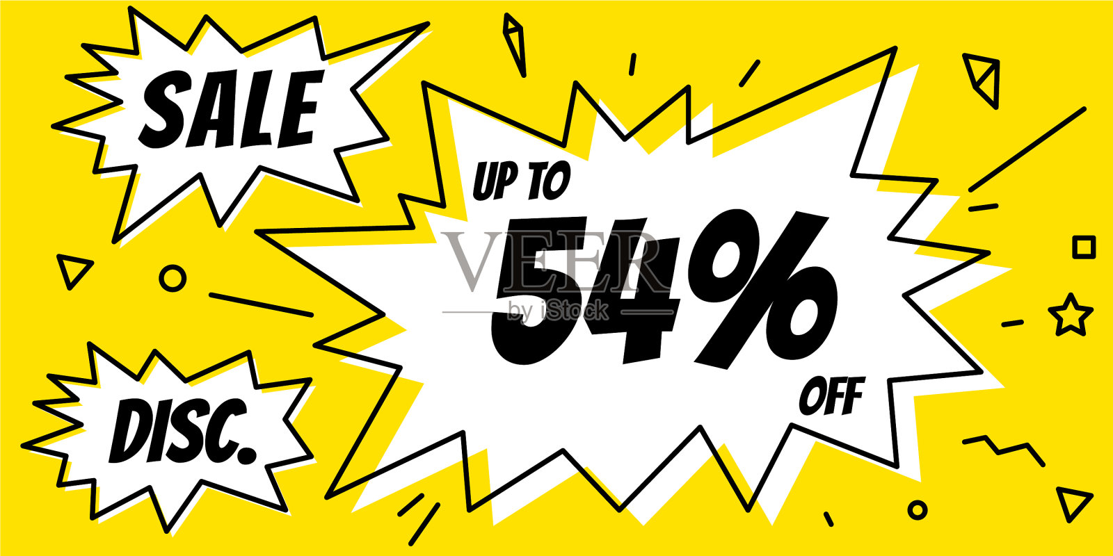 54销售折扣泡沫线艺术聊天漫画插画图片素材