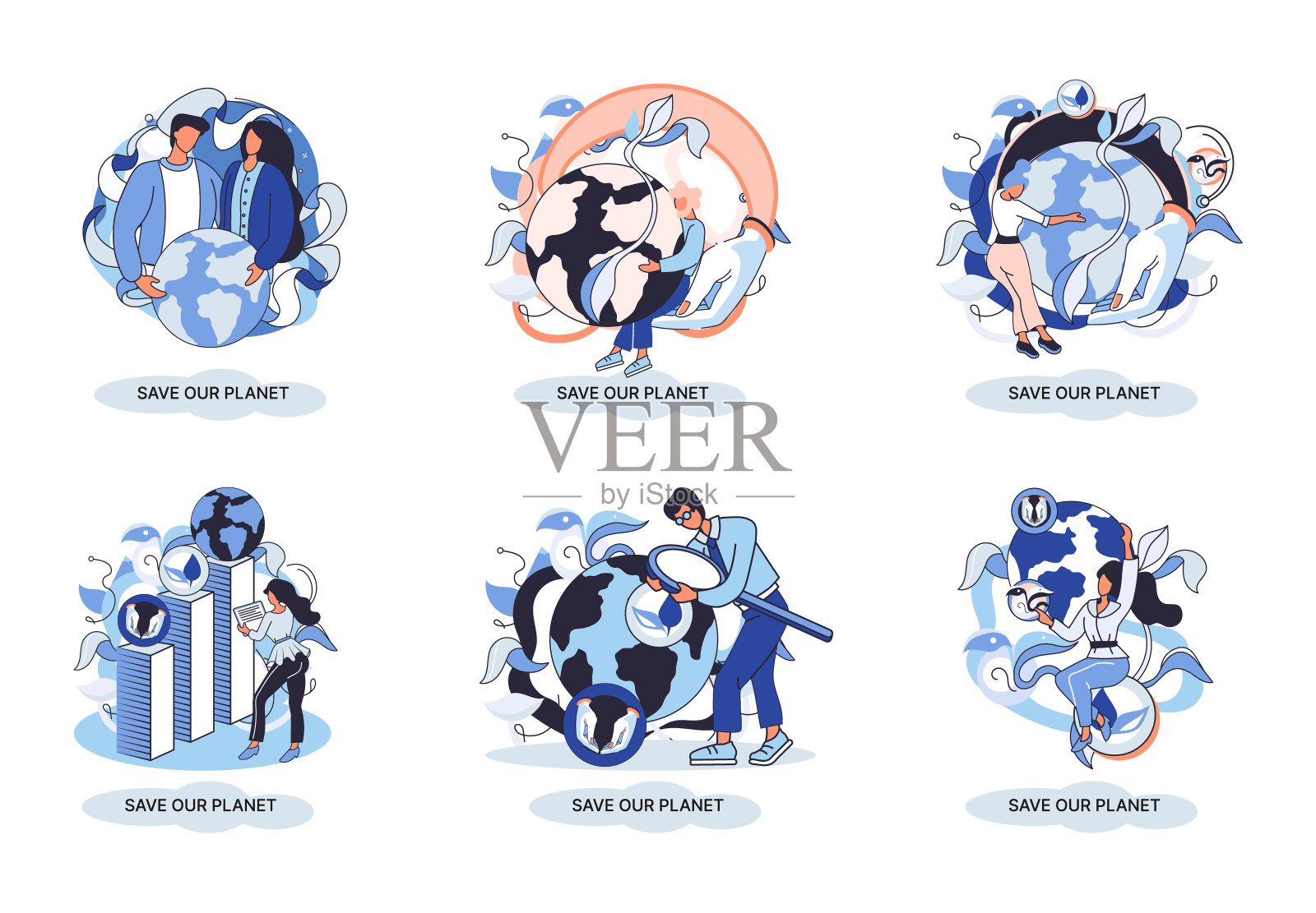 生态隐喻拯救地球地球日，关爱原生家园。可持续园艺可再生能源插画图片素材