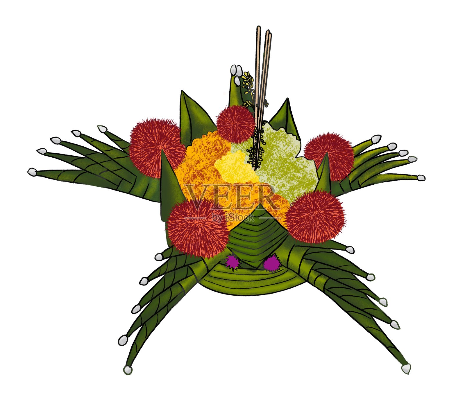 花的装饰在节日里孤立在白色上插画图片素材