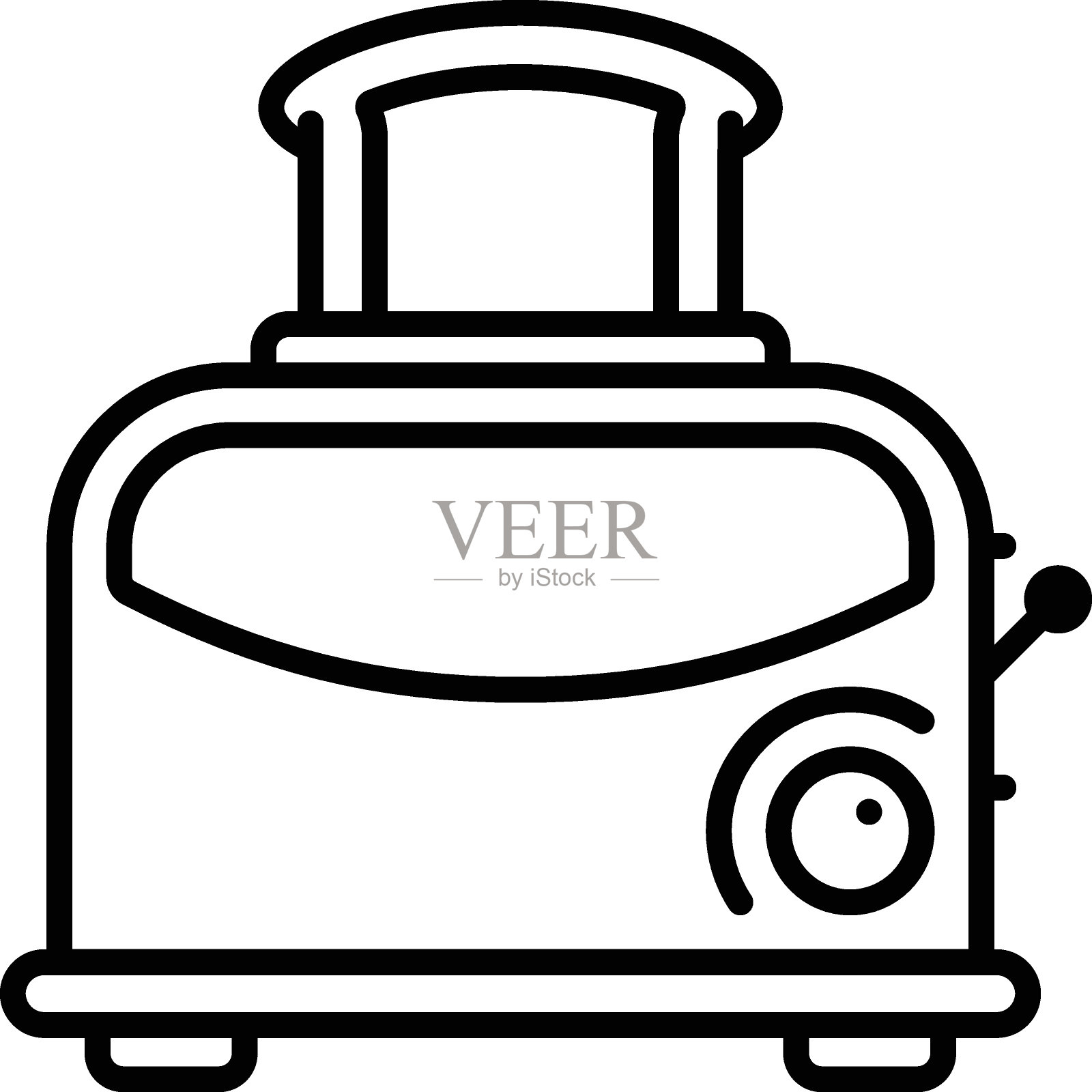 辐射热装置到棕色切片面包矢量线图标设计，面包店和面包匠符号，烹饪大师标志，食品鉴赏家库存插图，弹出烤面包机概念插画图片素材