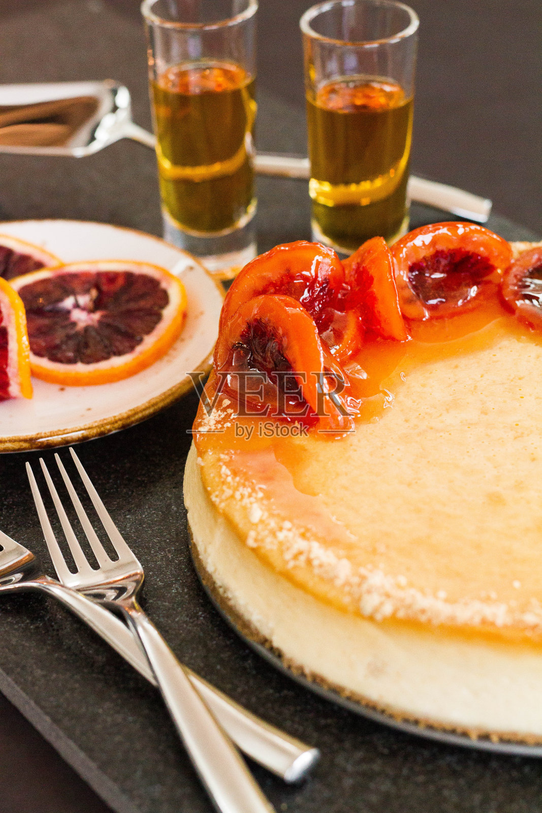 蜜饯橘子芝士蛋糕照片摄影图片
