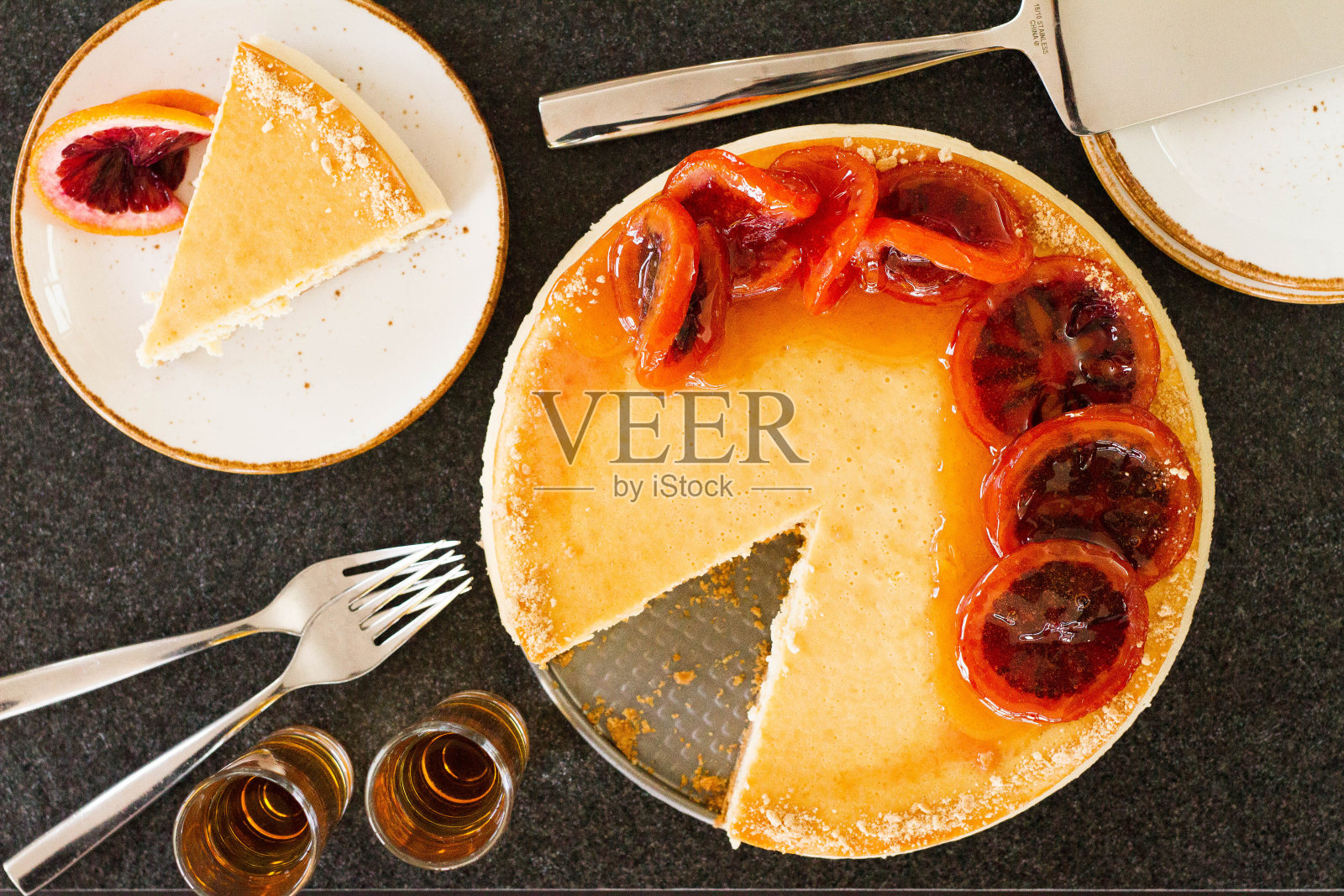 蜜饯橘子芝士蛋糕照片摄影图片