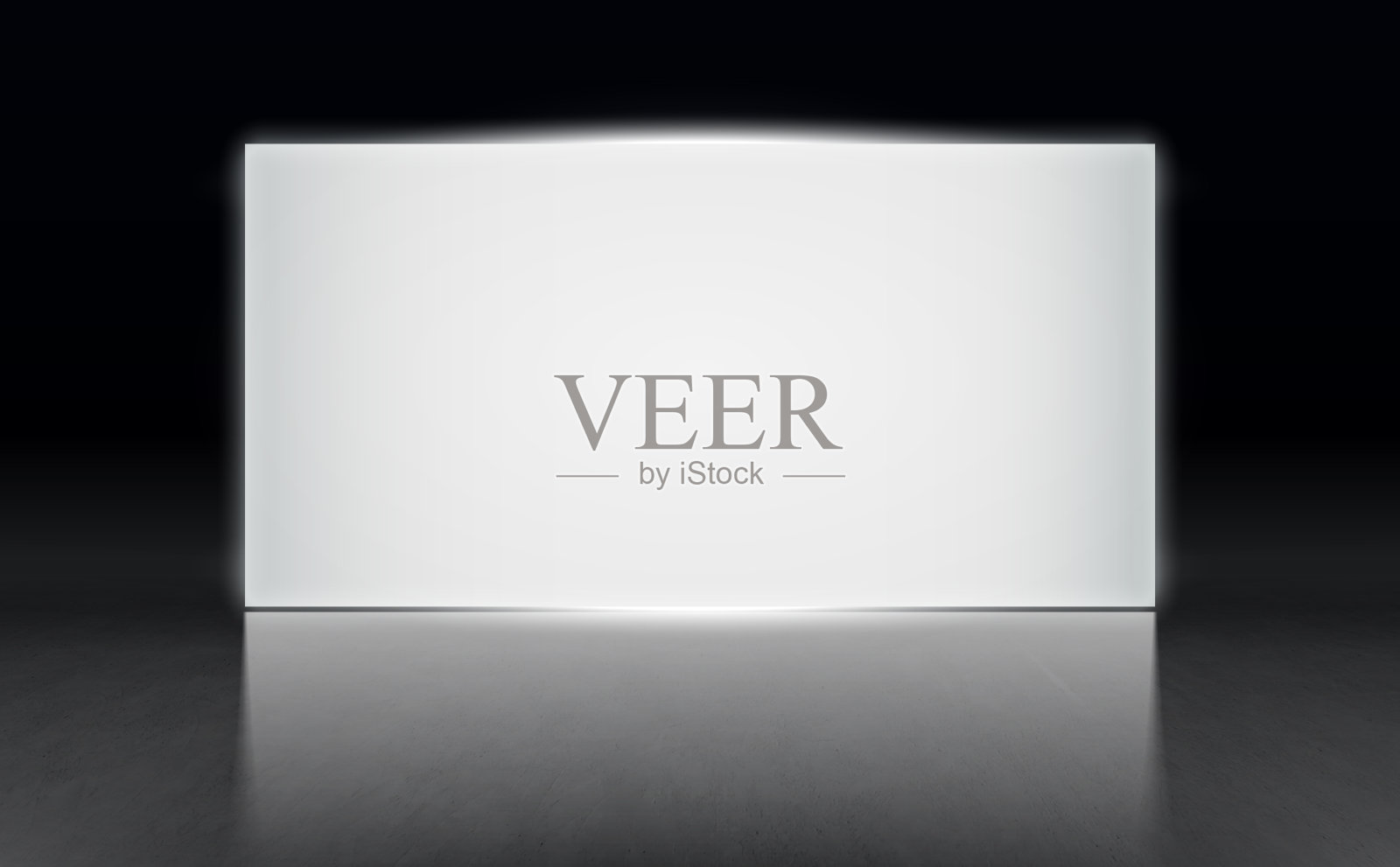 大空的暗室混凝土地板与大空白白色照明屏幕背景，所有元素隔离。矢量图插画图片素材