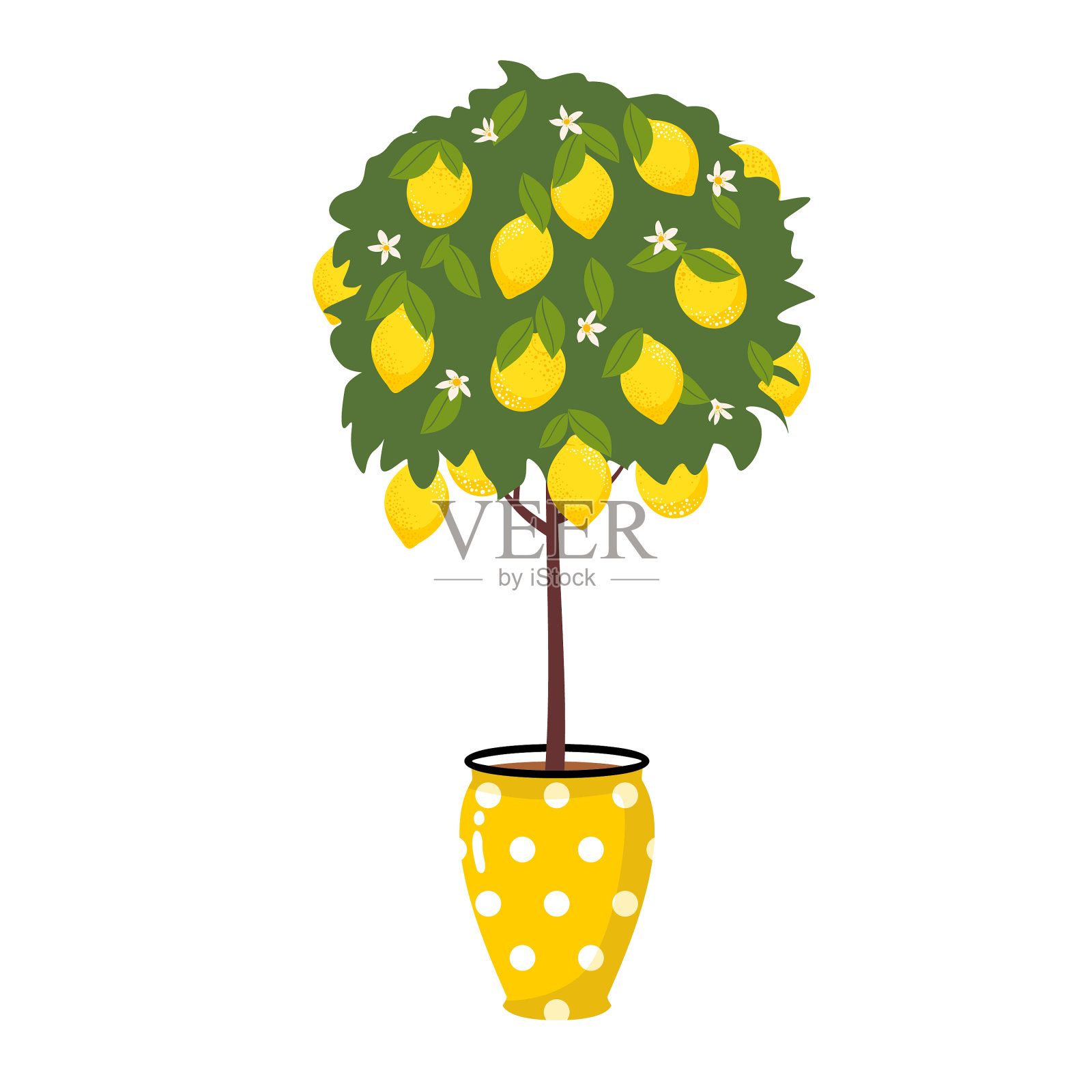 柠檬树壶设计元素图片