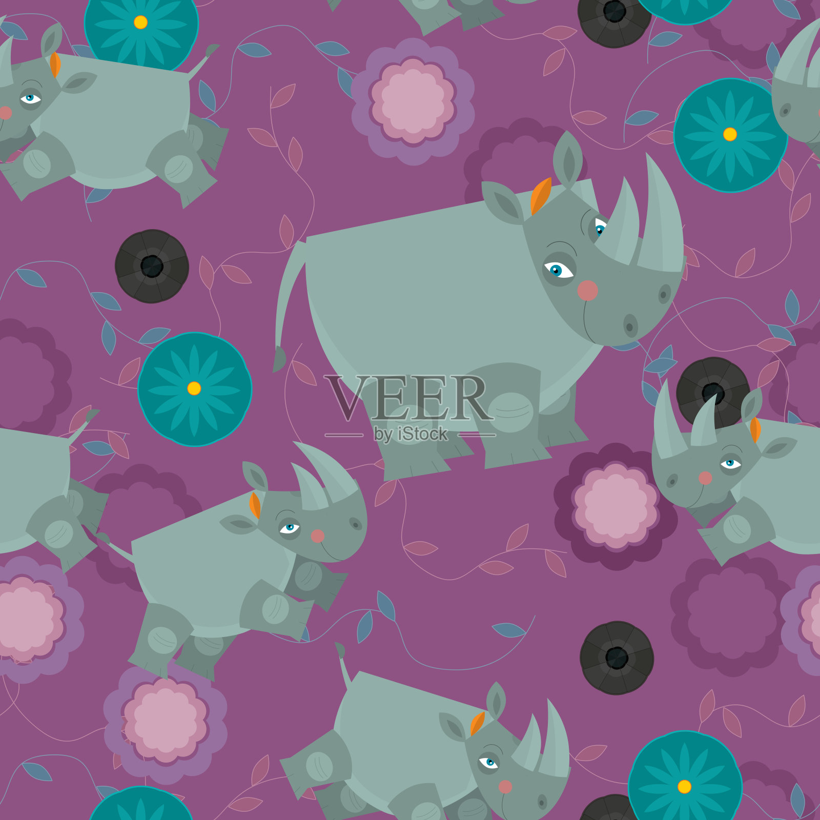 卡通自然场景与野生动物主题框架边界与空间文字插图为儿童插画图片素材