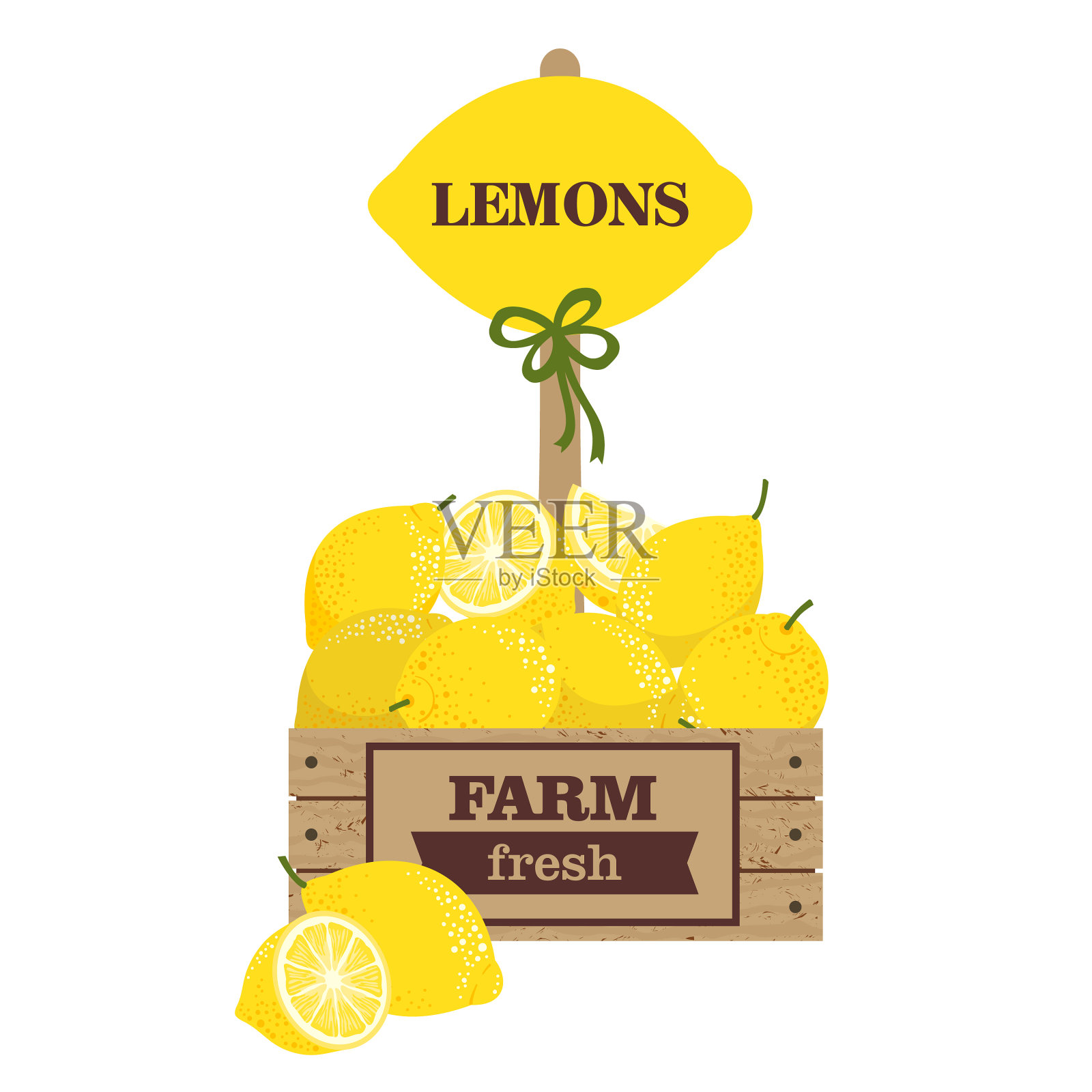 柠檬木盒子插画图片素材