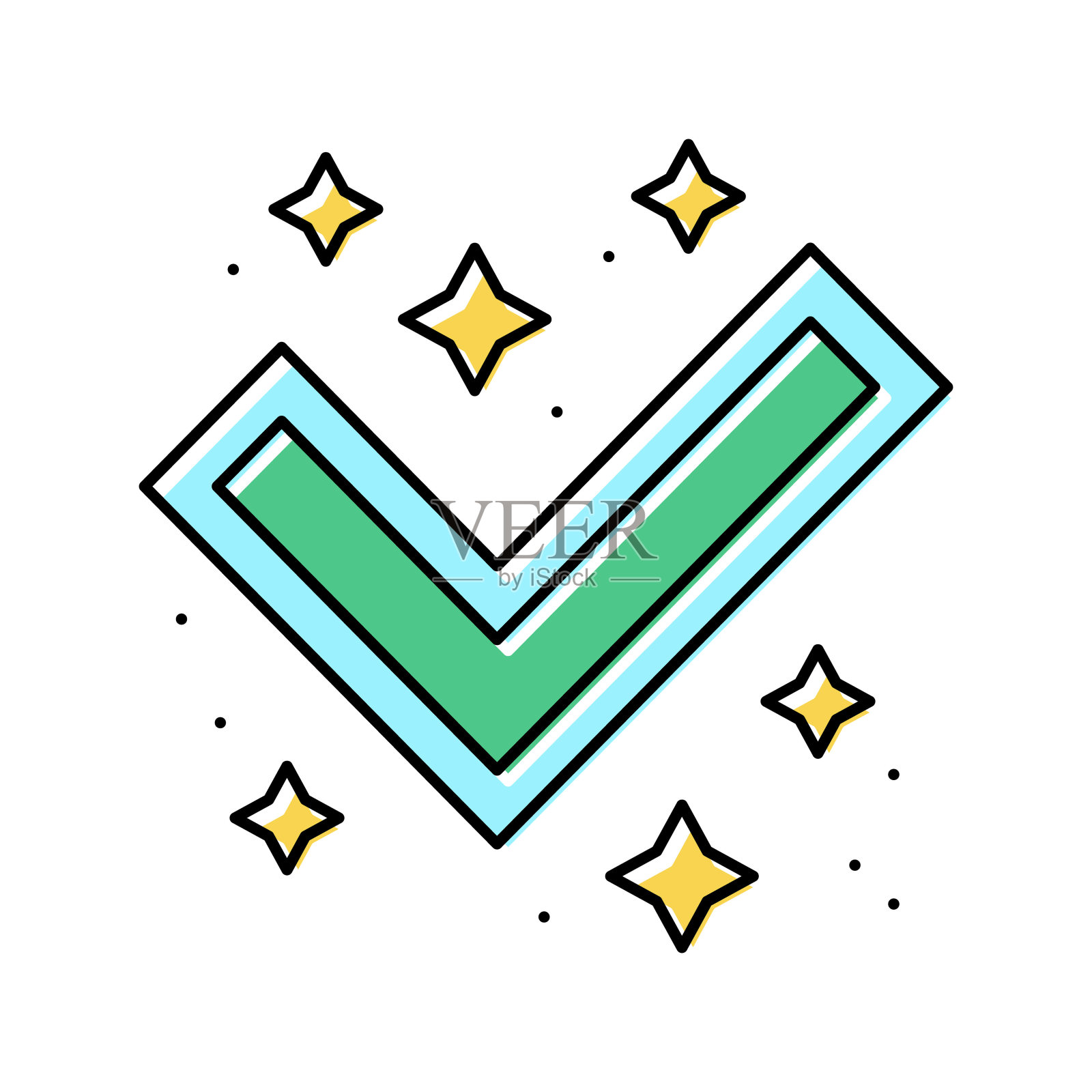 勾选质量认可的彩色图标矢量插图图标素材