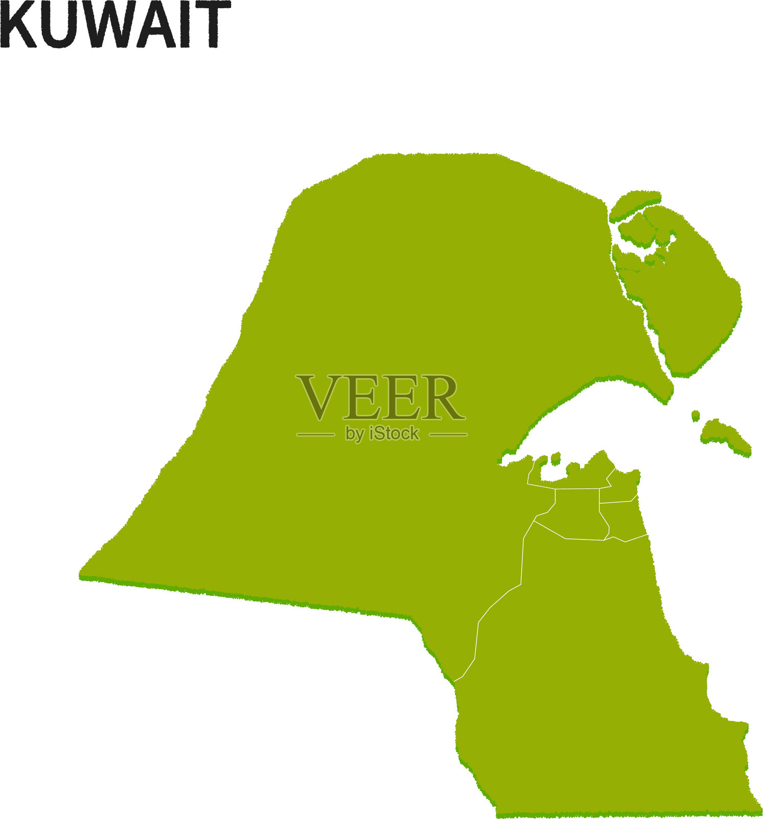 科威特各省地图。插画图片素材