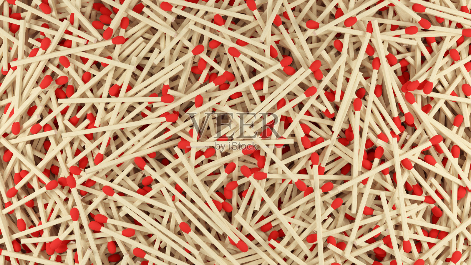 一堆火柴棒。3D渲染图像。照片摄影图片