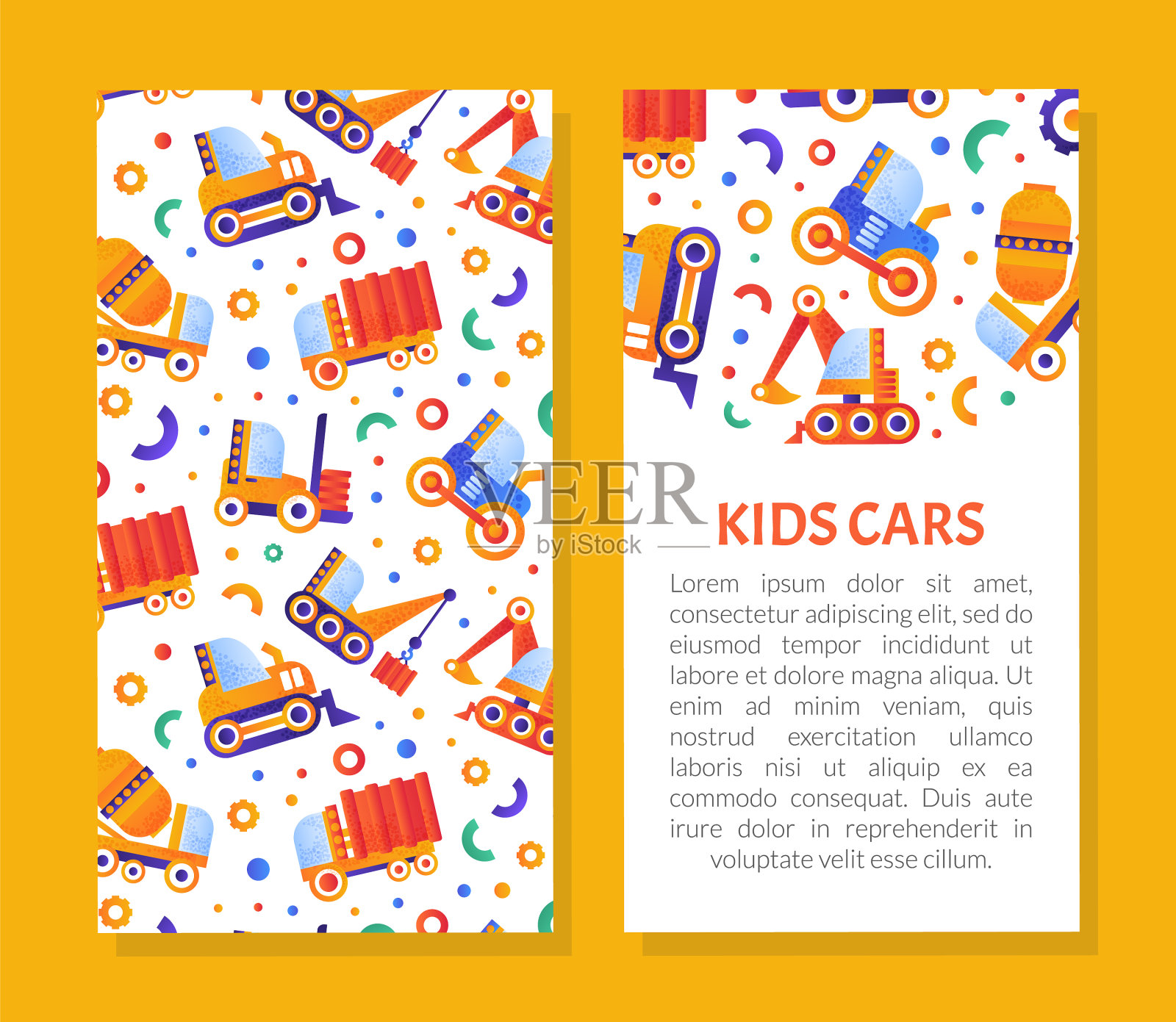 儿童汽车卡片模板幼稚的建设插画图片素材