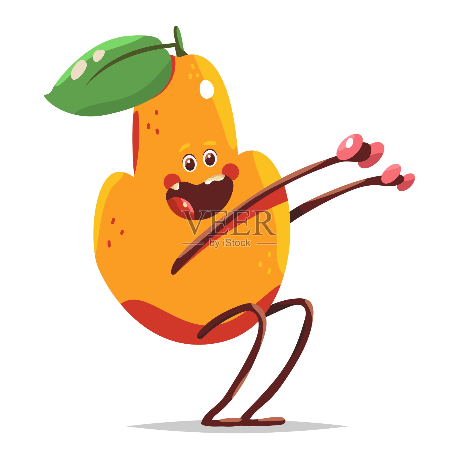 可爱的梨做健身运动矢量卡通水果人物孤立在一个白色的背景。插画图片素材