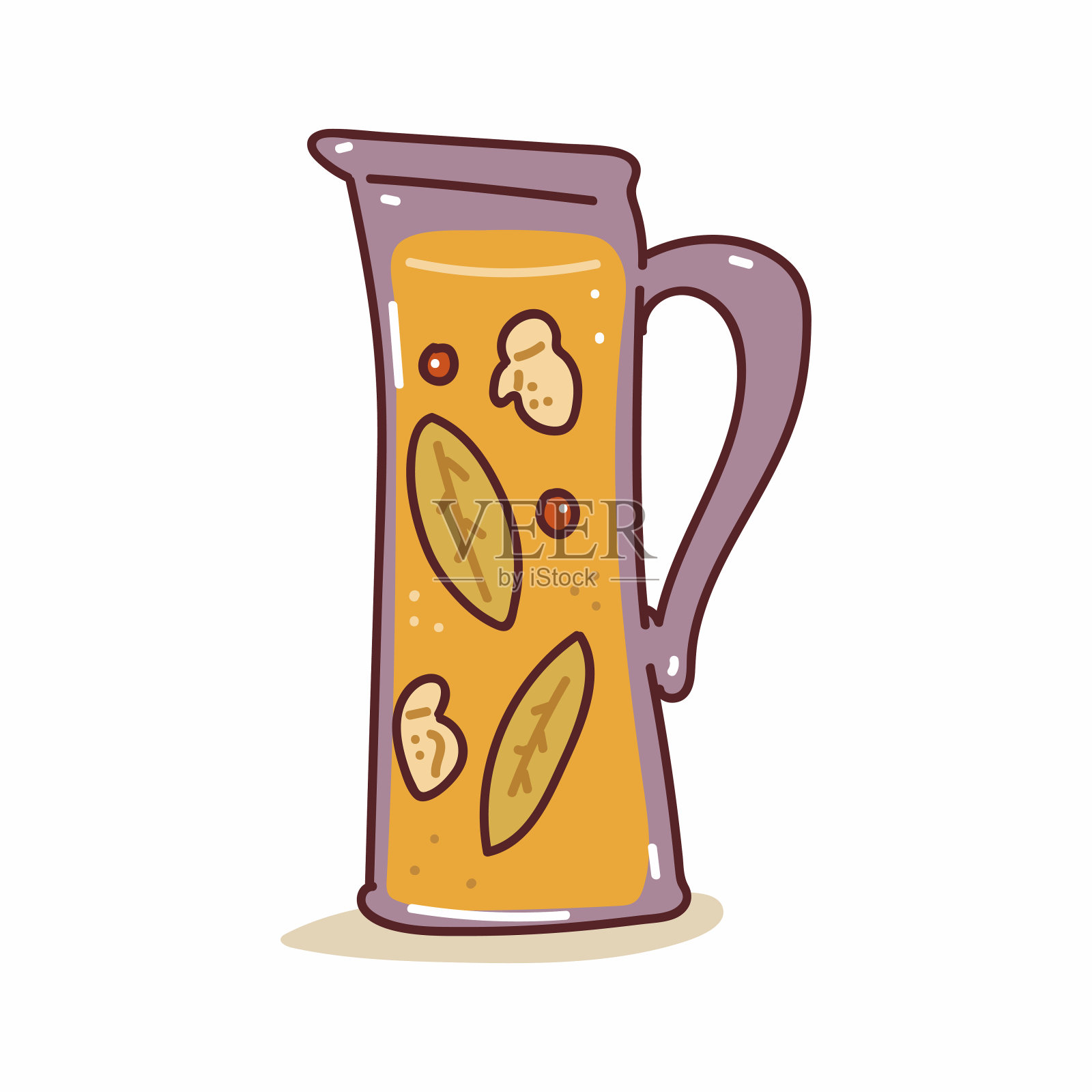 柠檬水在玻璃壶矢量卡通插图孤立在一个白色的背景。插画图片素材