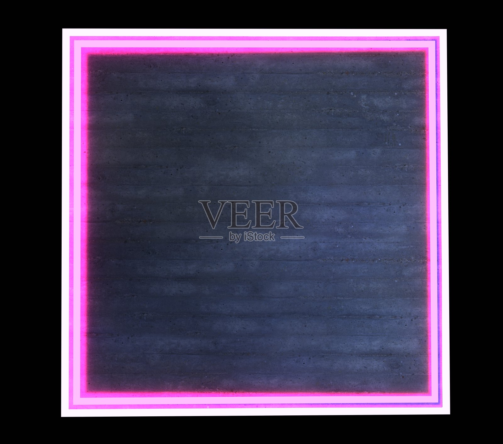 霓虹灯方形框架在混凝土墙背景照片摄影图片