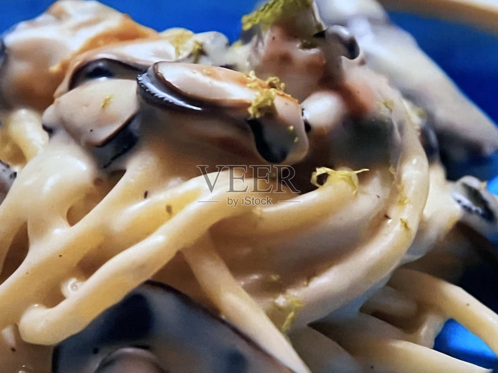 贻贝意面照片摄影图片