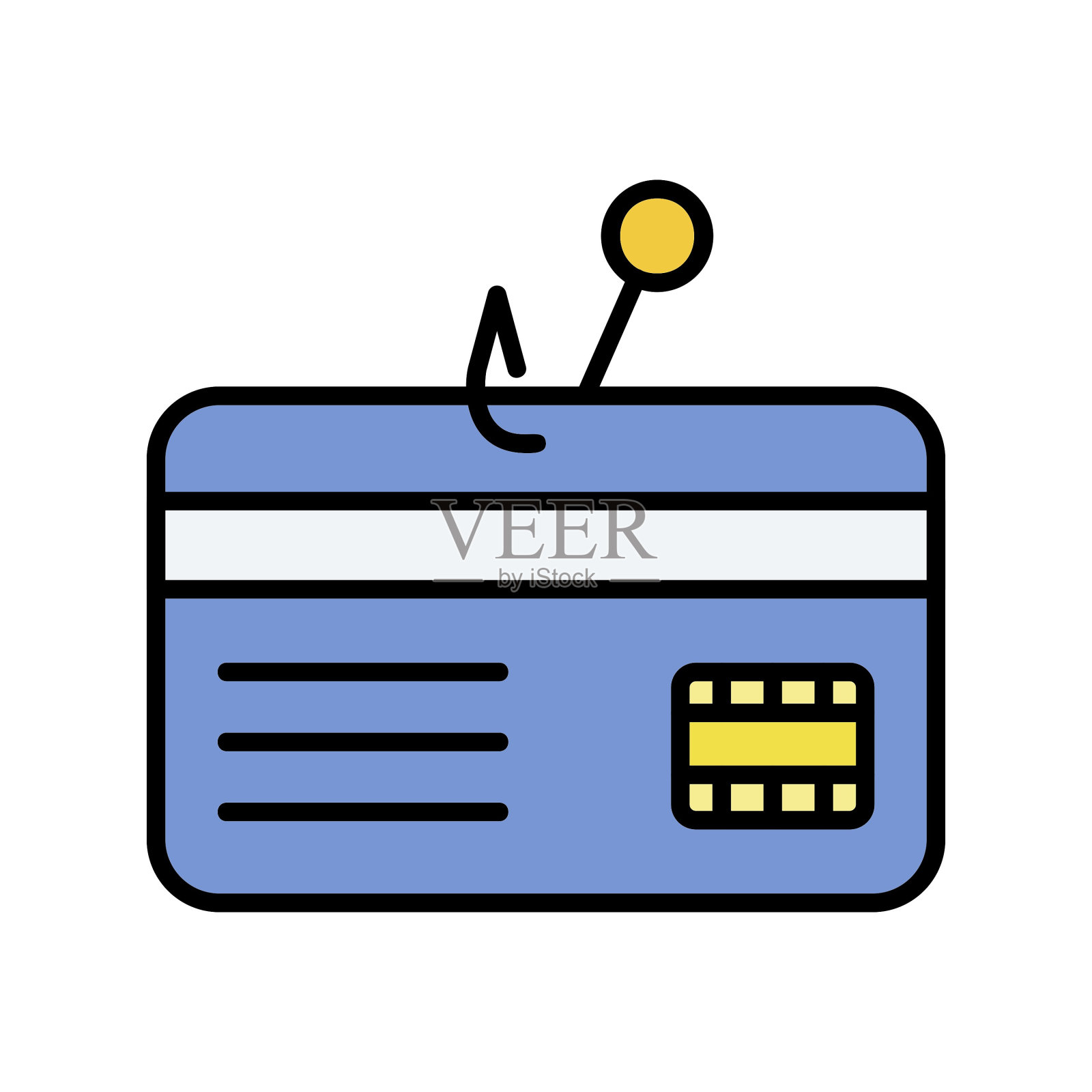 钓鱼信用卡图标插画图片素材