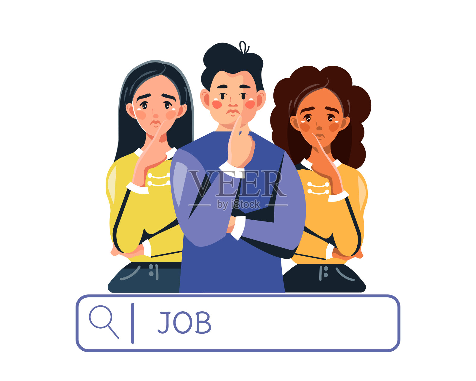 求职——被解雇、困惑的人正在寻找工作(多样性)。金融危机的概念。裁员。矢量图插画图片素材