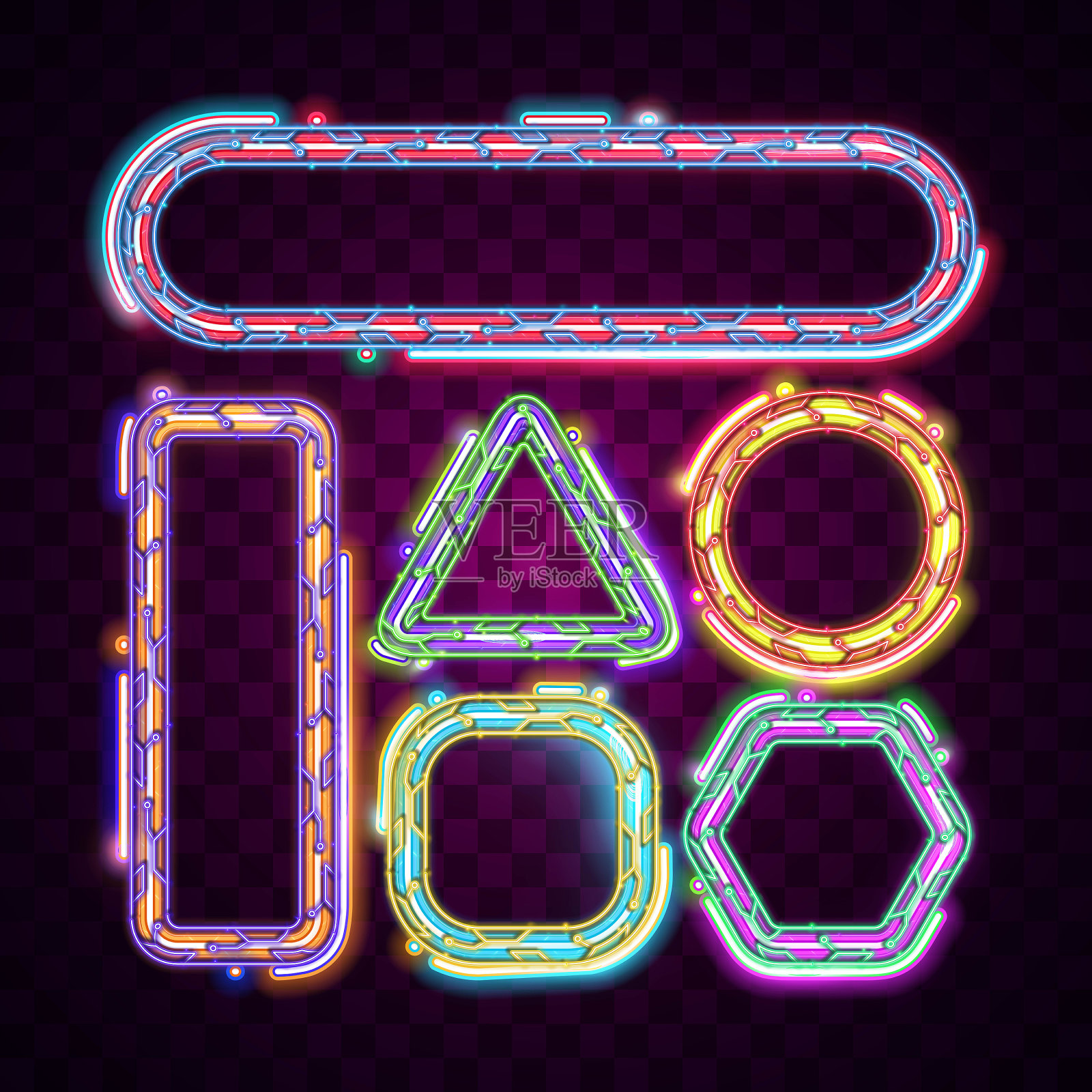 霓虹灯，光，发光，发光，闪亮，背景，矢量，边界，框架，边界，标志，霓虹灯，游戏，游戏，技术，技术，现代，未来主义，抽象，插画图片素材