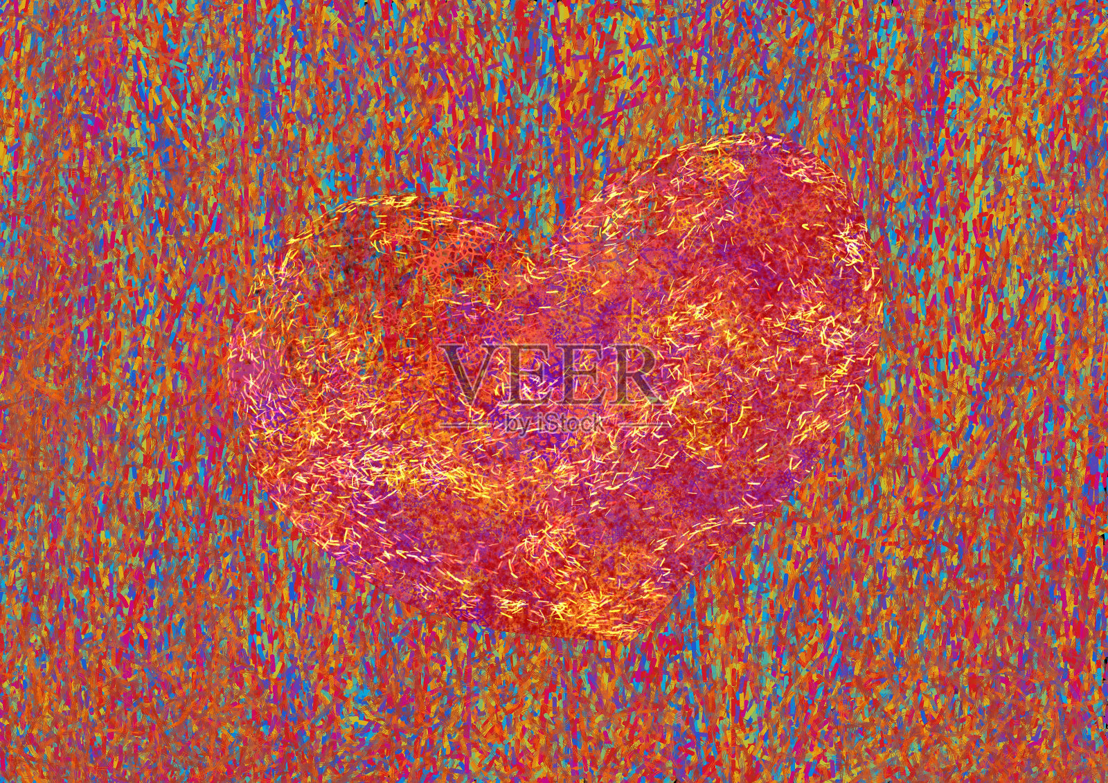 抽象图形曼陀罗心的颜色。照片摄影图片