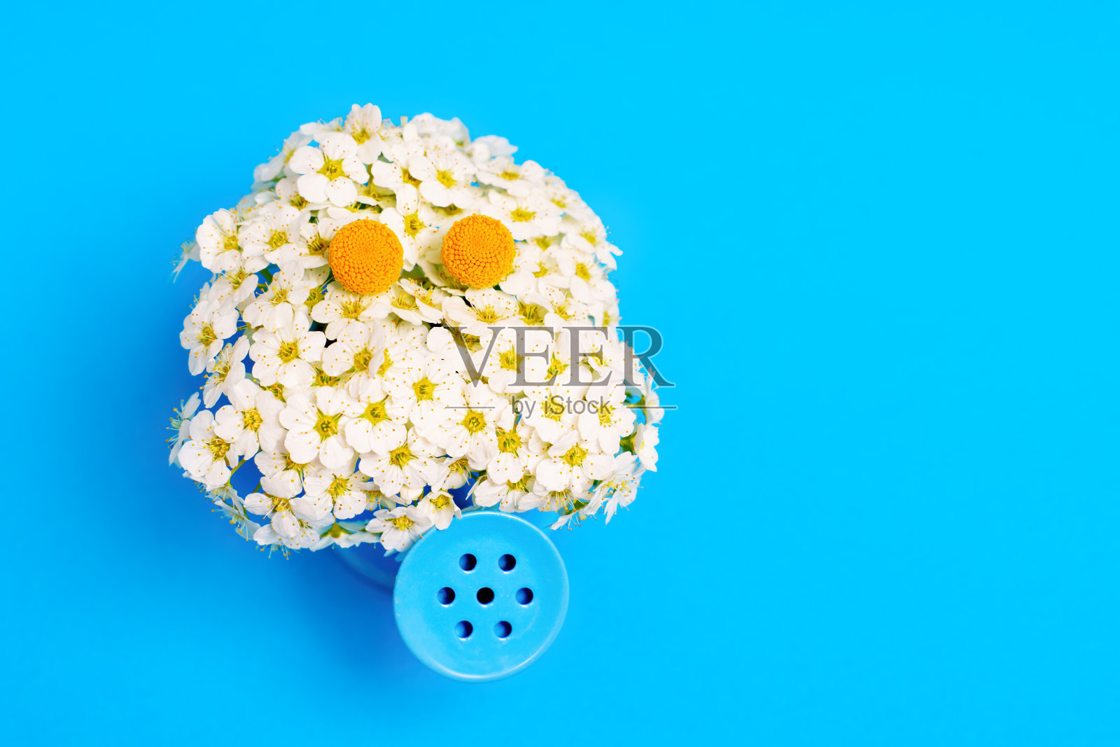 树花花束和微型喷壶照片摄影图片