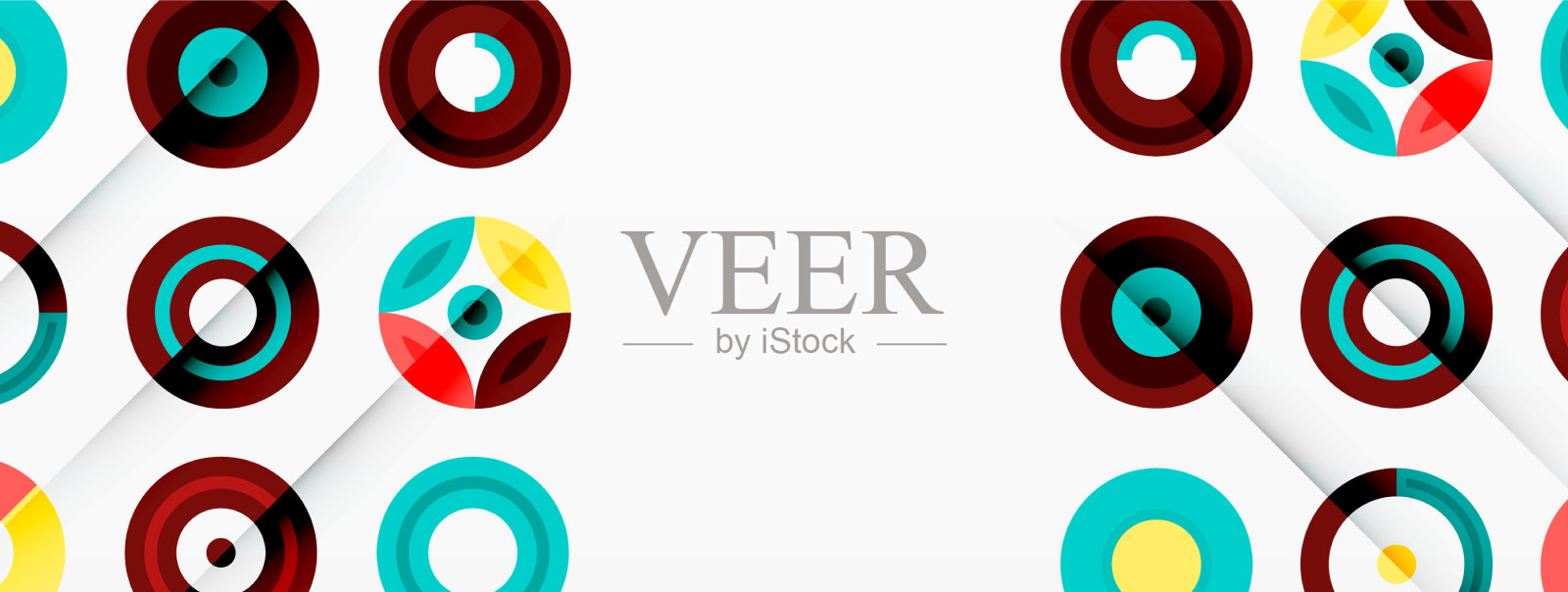 五颜六色的圆圈在一个网格组成抽象插画图片素材